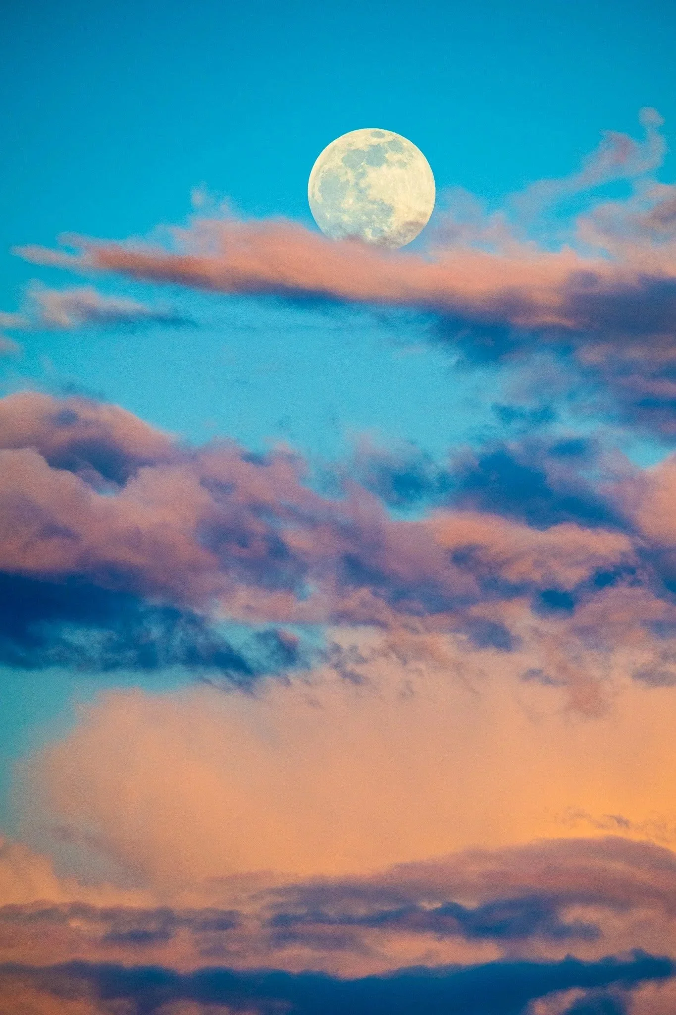 Moonrise Through Painted Clouds