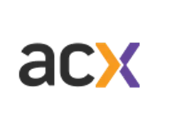 The ACX logo with stylized text and color scheme.