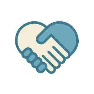 Two hands shaking making the shape of a heart
