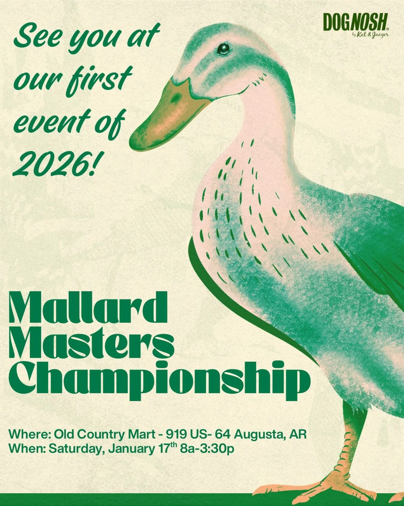 Kicking off 2026 with ducks, dogs, and DOGNOSH 🦆🐶

Come say hi, grab some treats, and support a great local event. We can&rsquo;t wait to see you!
