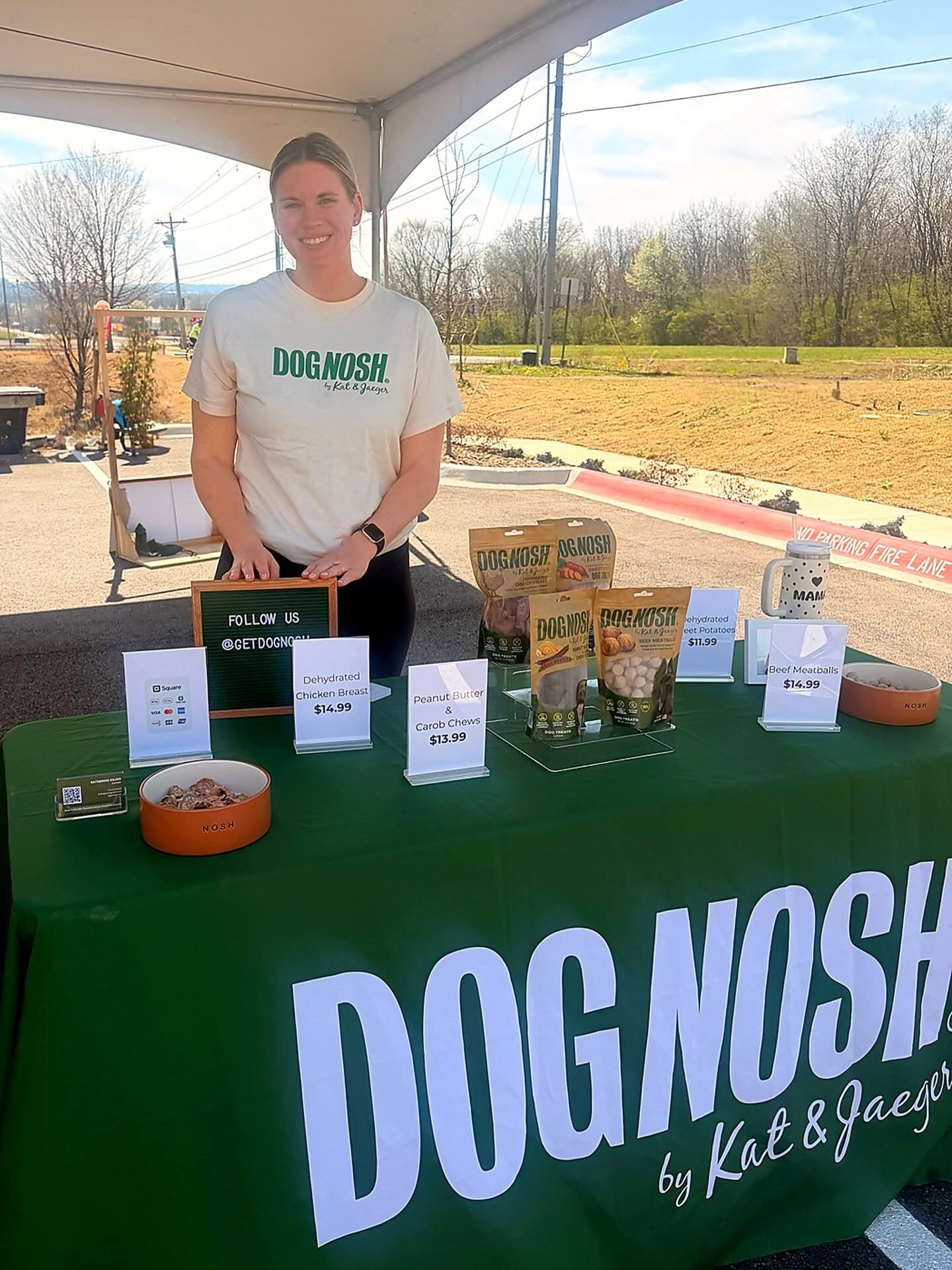 Yesterday was a great day at @fayetteville.vet 🐶

Lots of tail wags, taste tests, and happy pups discovering DogNosh for the first time.

Nothing beats getting out in the community and meeting the dogs we&rsquo;re making treats for. 💚