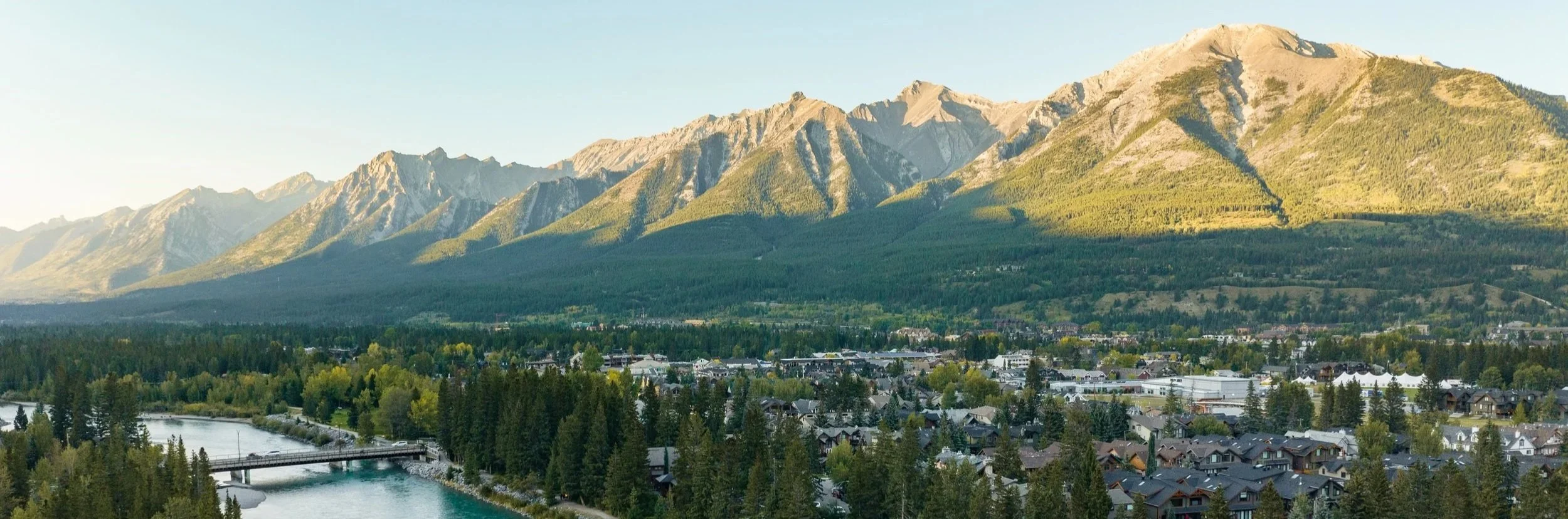 Arial view of Canmore and the Bow Valley