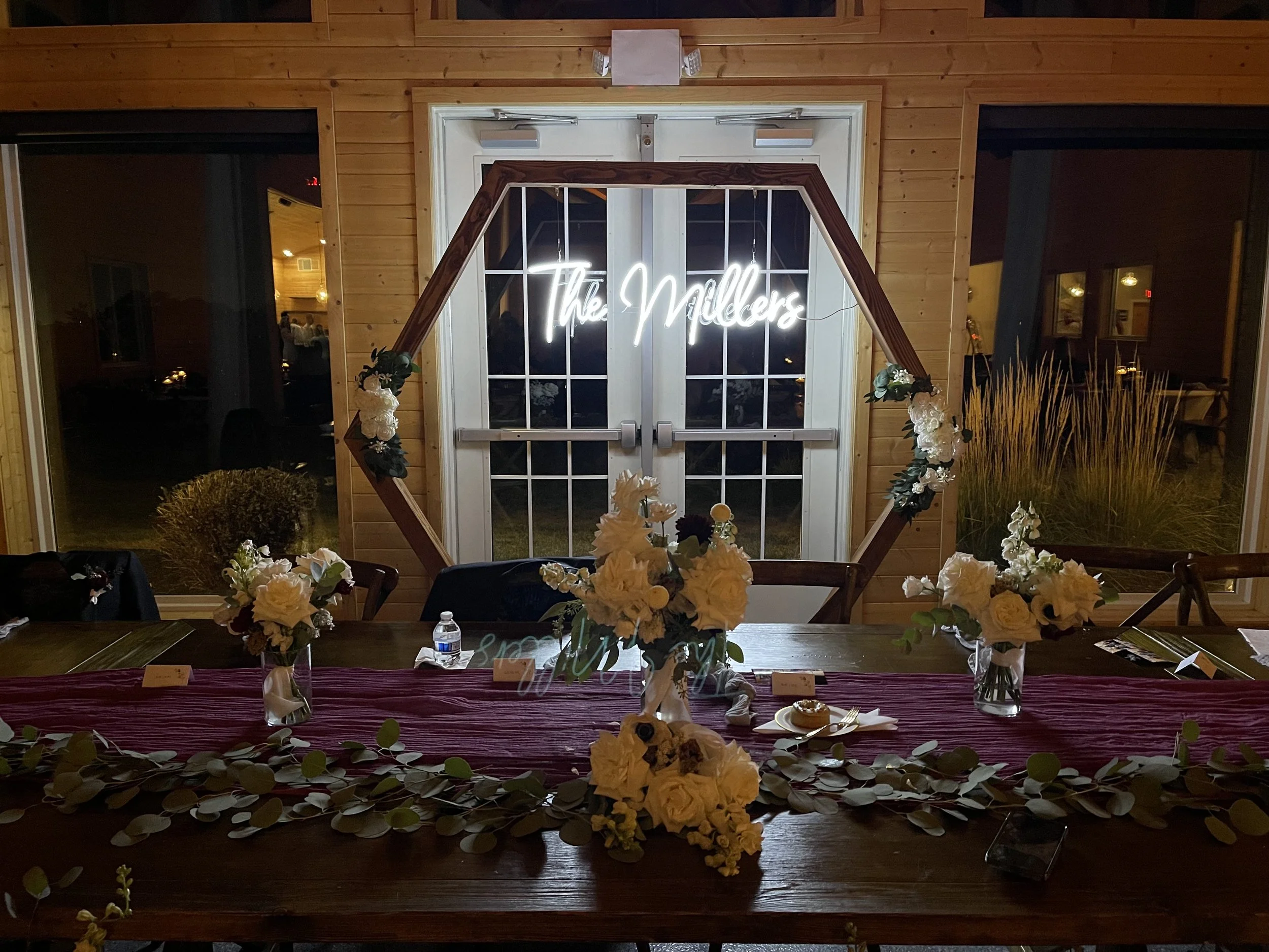 Custom wedding arch build and design display.