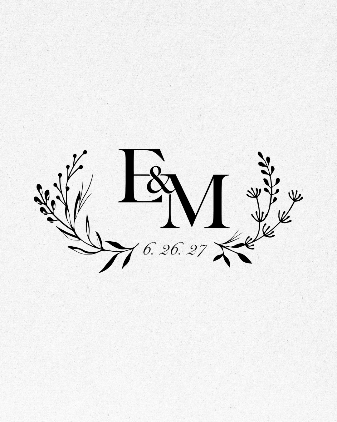 Custom, elegant black-on-white wedding monogram. 
