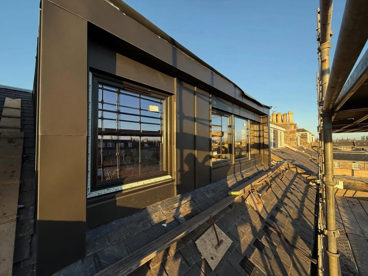 We headed north to Aberdeen yesterday and completed this project earlier today using VMZinc seam roofing.