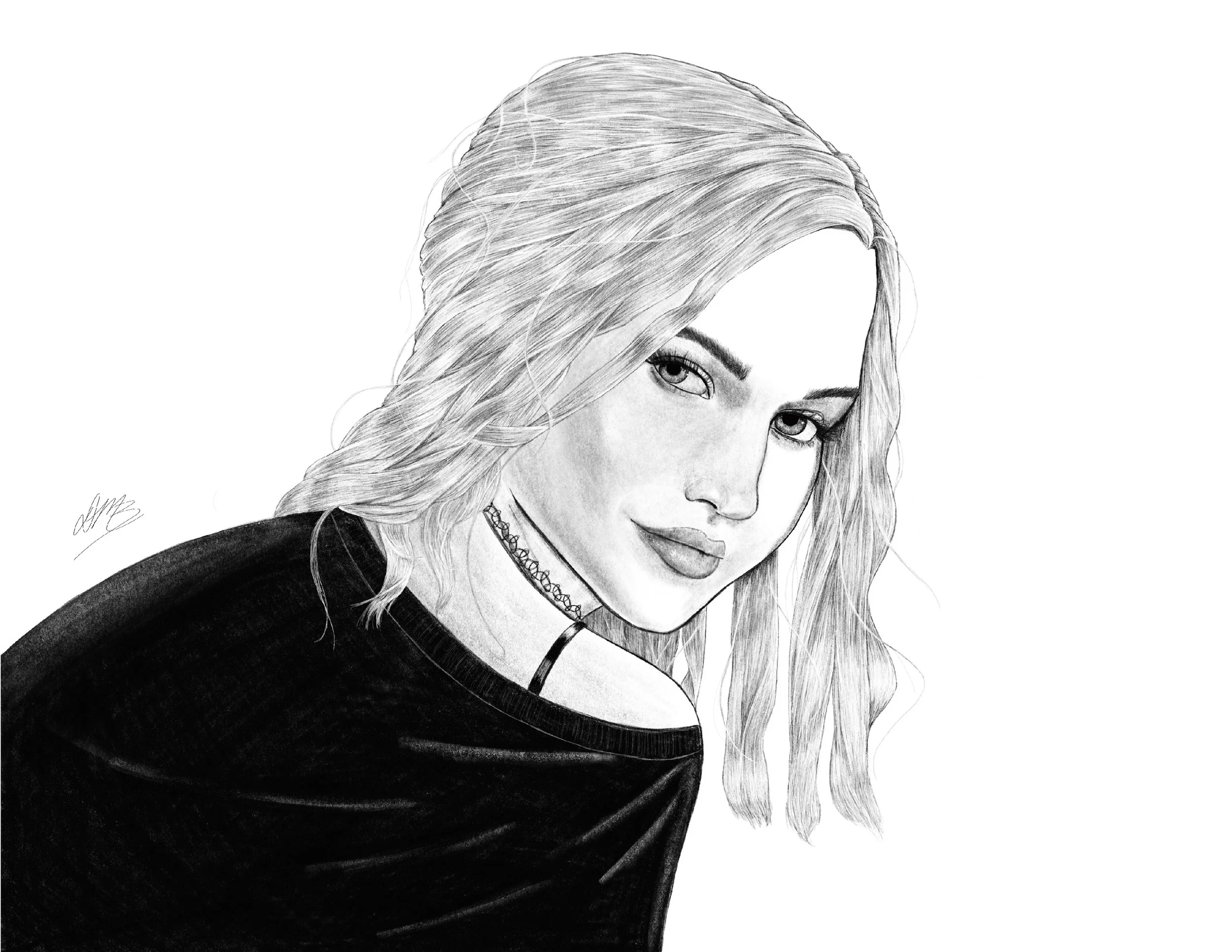 Laney from A. Atkins' novel, Them Bones. Check out that stretchy choker; can you tell what era this novel was set??