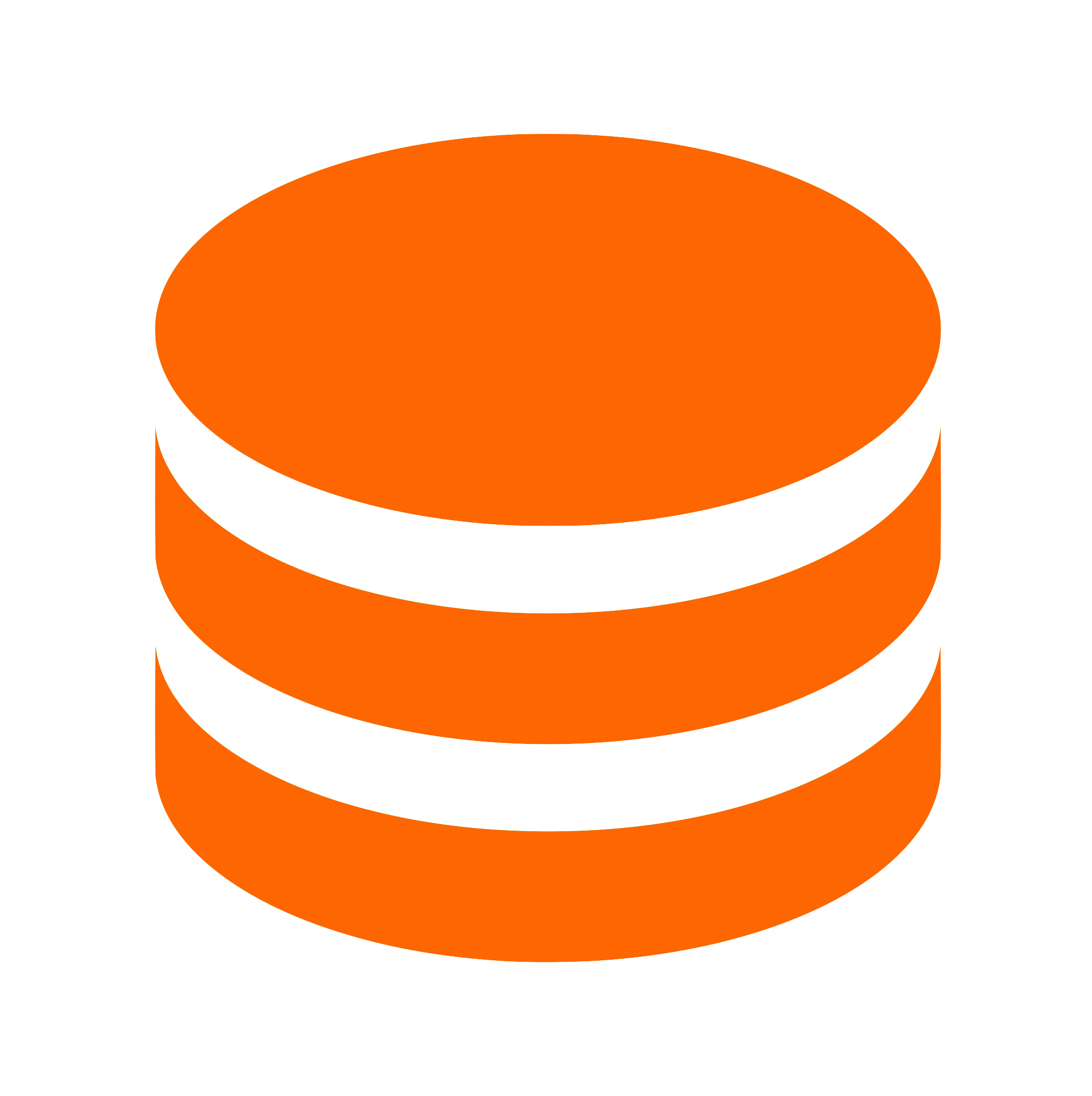 Stylized illustration of three stacked orange burger patties on a black background.