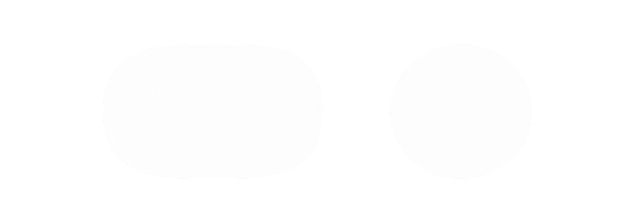 Two white ovals on a black background, connected by a small black line at the center.