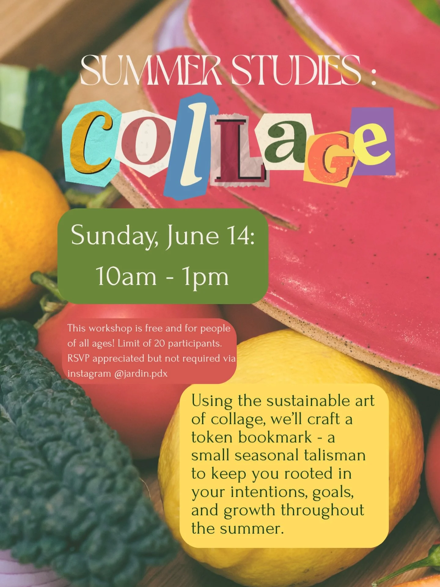 Dr. Thomas is hosting the first of three workshops in our summer series at Jardin this weekend, and it is FREE! 

Come join us on the cusp of solstice for a creative exploration of the seeds we hope to plant for the season ahead. We will be making an