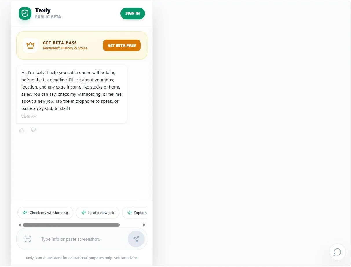 Taxly – AI Tax Withholding Assistant