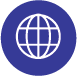 Icon of a globe inside a circle, representing global or international themes.
