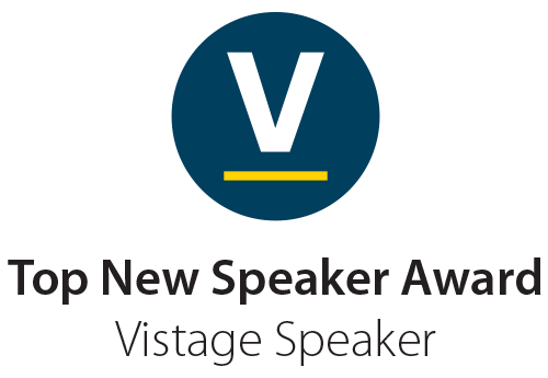 Vistage Speaker award badge for Top New Speaker Award.