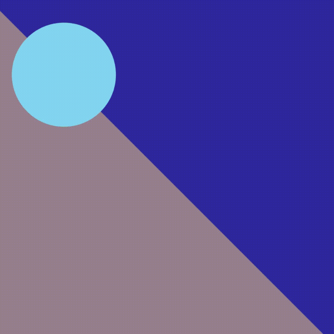 An abstract image with a large light blue circle in the upper left corner, intersected by a diagonal split background with dark purple on top and grayish purple on the bottom.
