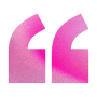 Pink quotation marks on a light background.