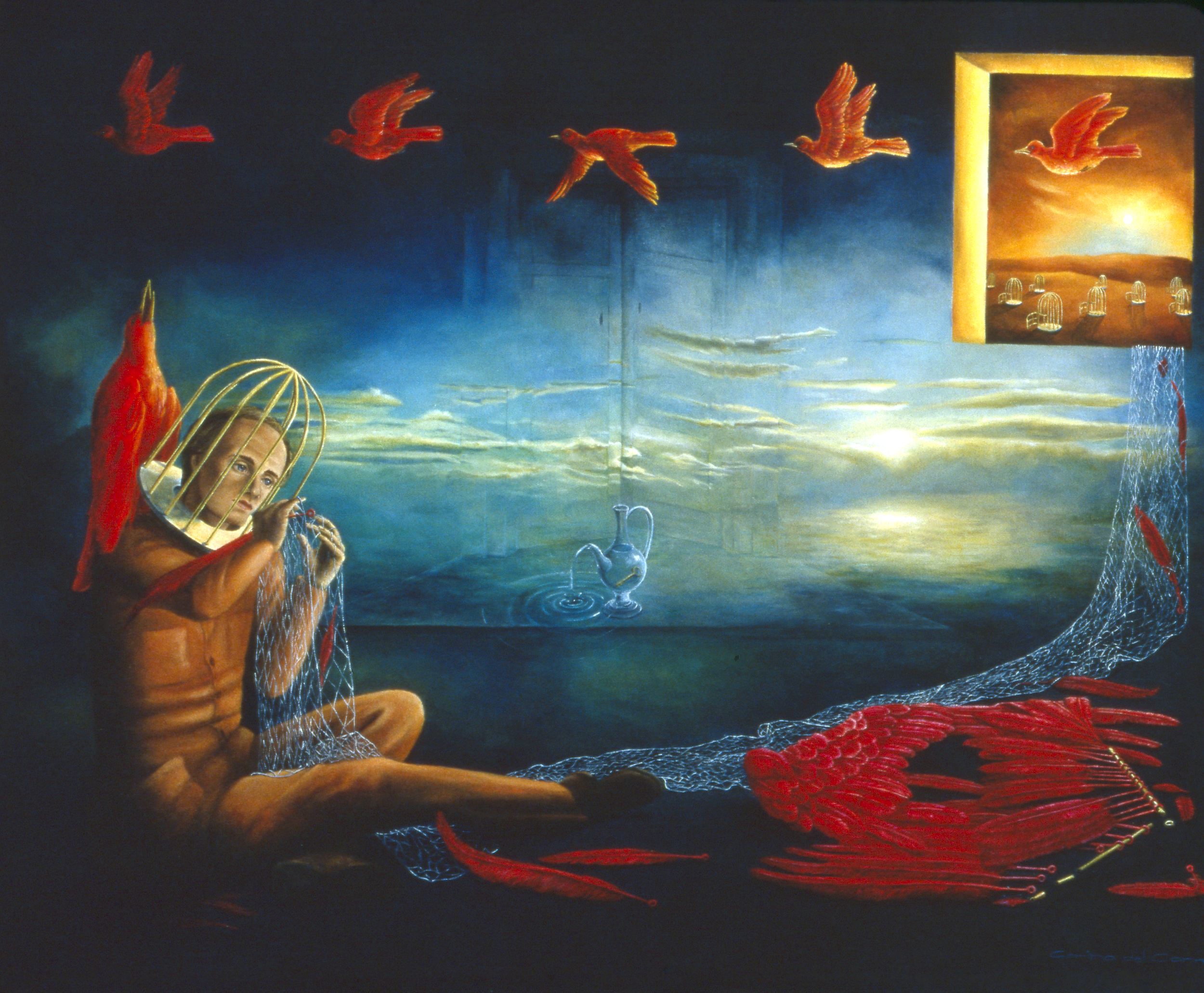 "The Seven Bird". Oil on linen. 40" x 60" . Private Collection USA.