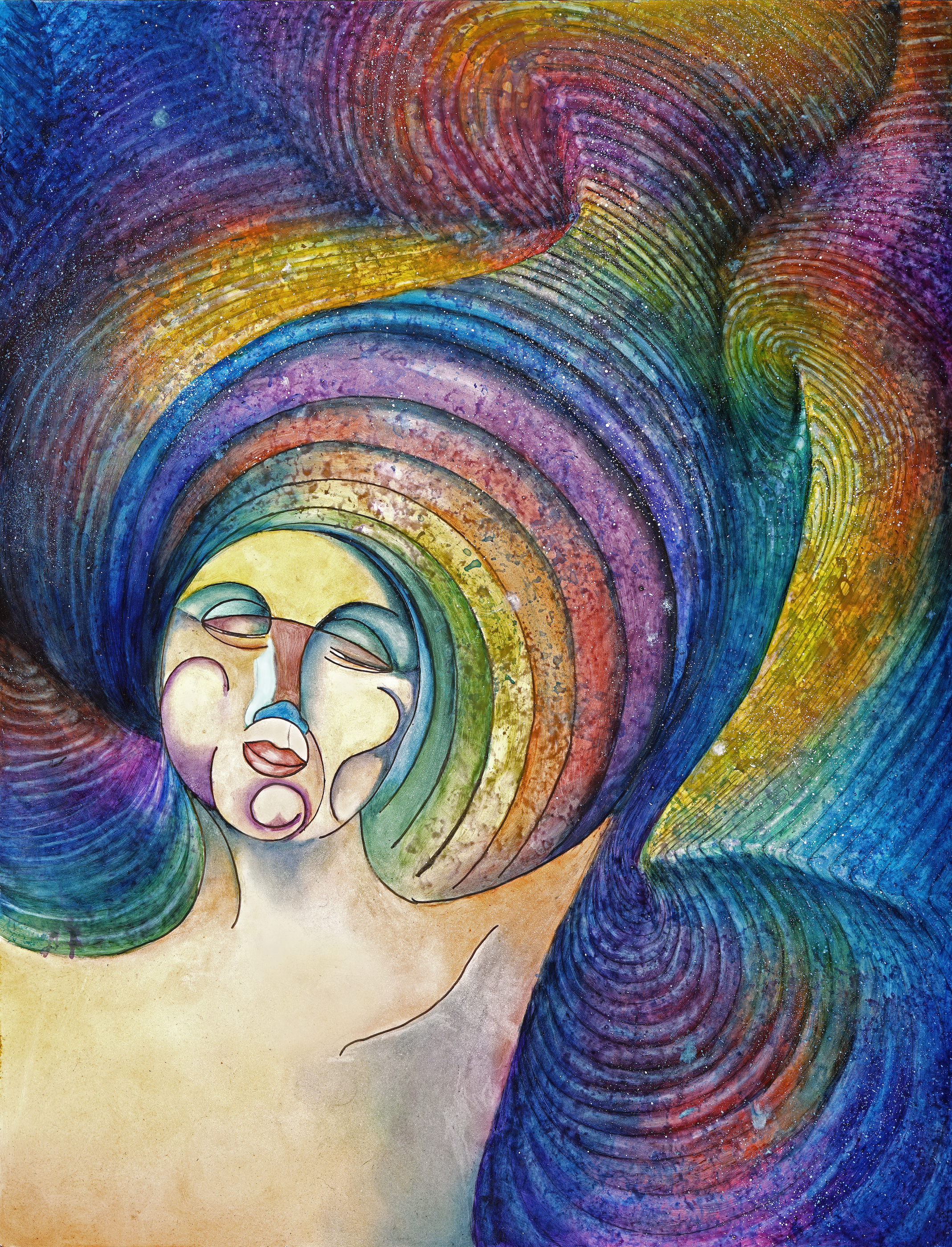 "Musical Extasis" Ink and oil on paper 22" x 26" $600