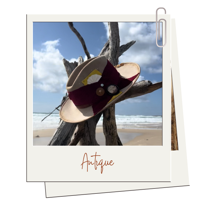 UPSTYLE - Rabbit Fur Felt Hat with Corduroy Detail and Antique Brooch