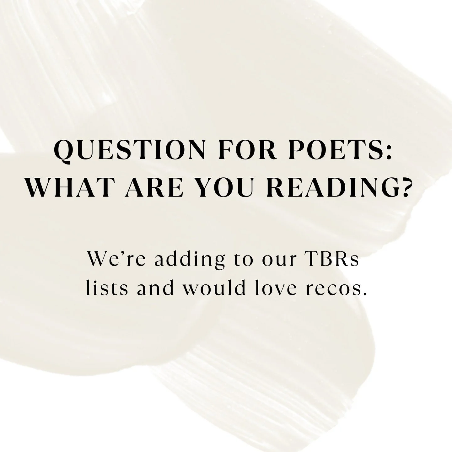 You don't have to be a poet, ofc, to tell us your fave recent read. Just let us know what you're reading and why you recommend it.