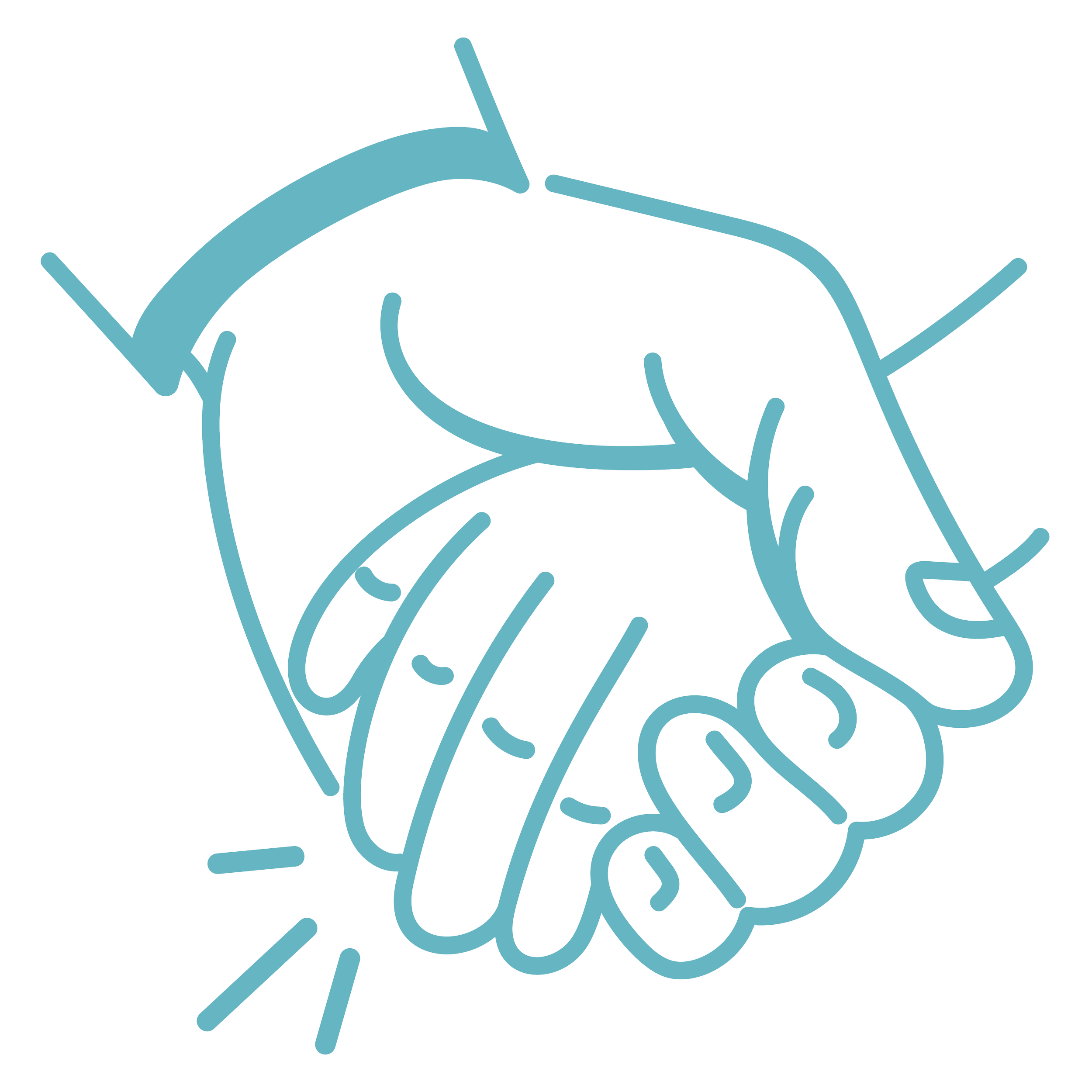Illustration of two hands engaged in a handshake, drawn in a minimalist style with blue lines.