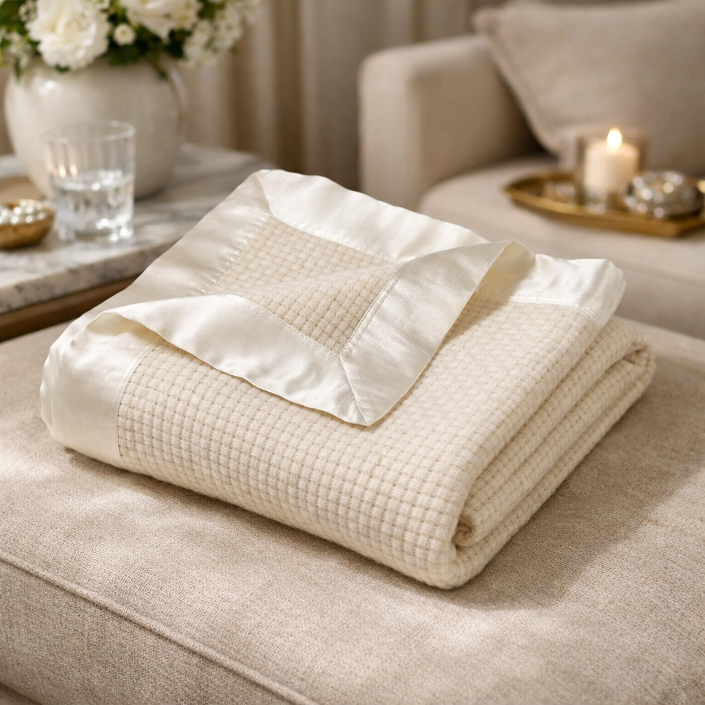 Medium Basket Throw in Pure Cashmere