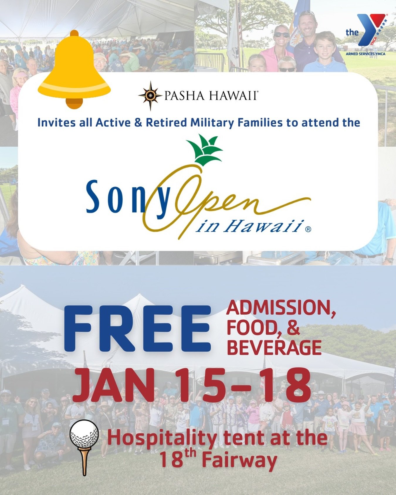 @asymcahawaii 

⏰ Reminder: Honoring Those Who Serve at the 2026 Sony Open ⛳️

The Birdies for the Brave Patriots&rsquo; Outpost, proudly sponsored by Pasha Hawaii, returns for its 17th year&mdash;welcoming active duty and retired military, National 