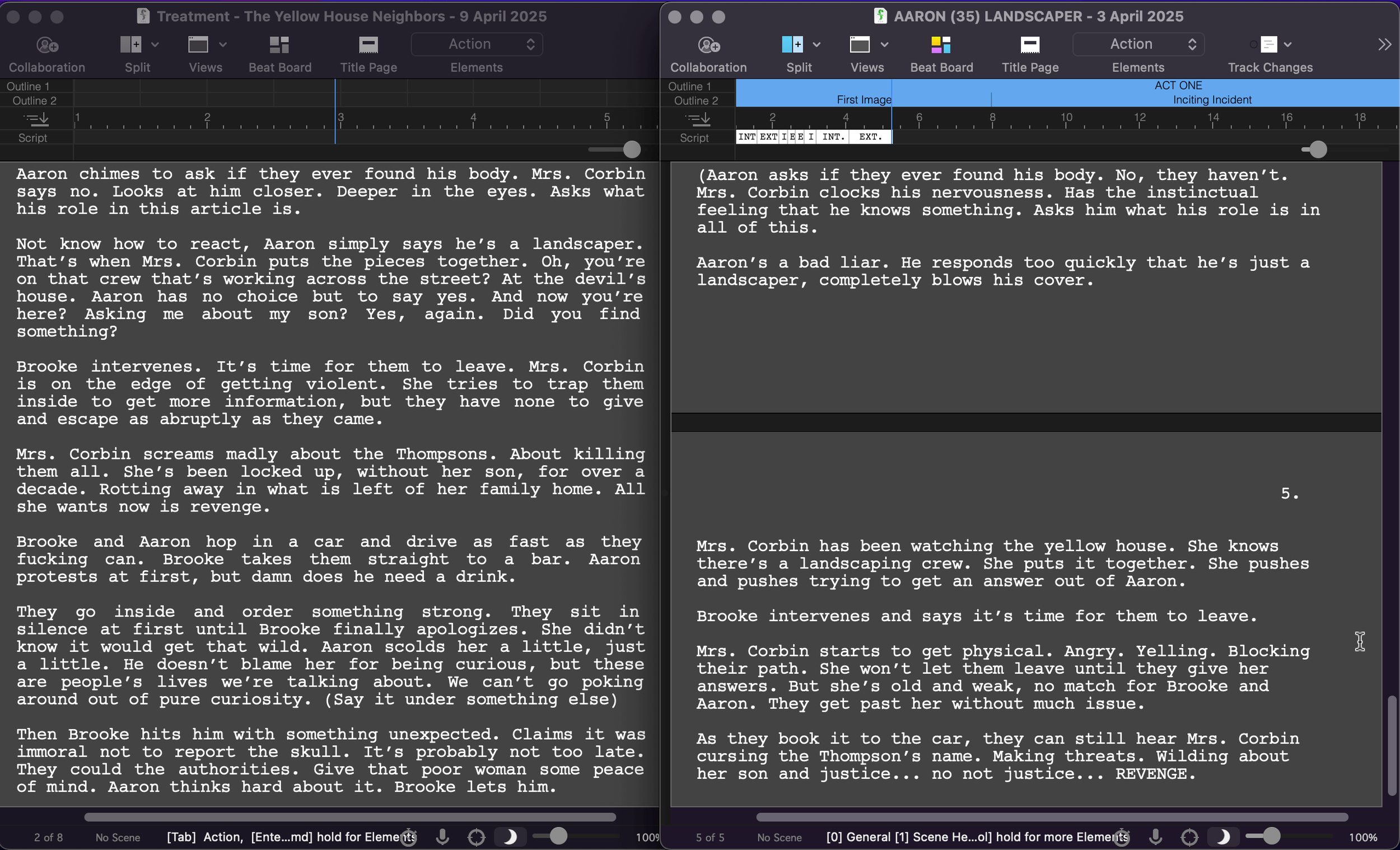 Treatment to script by Alison Rocket Ross using Final Draft Screenwriting Software