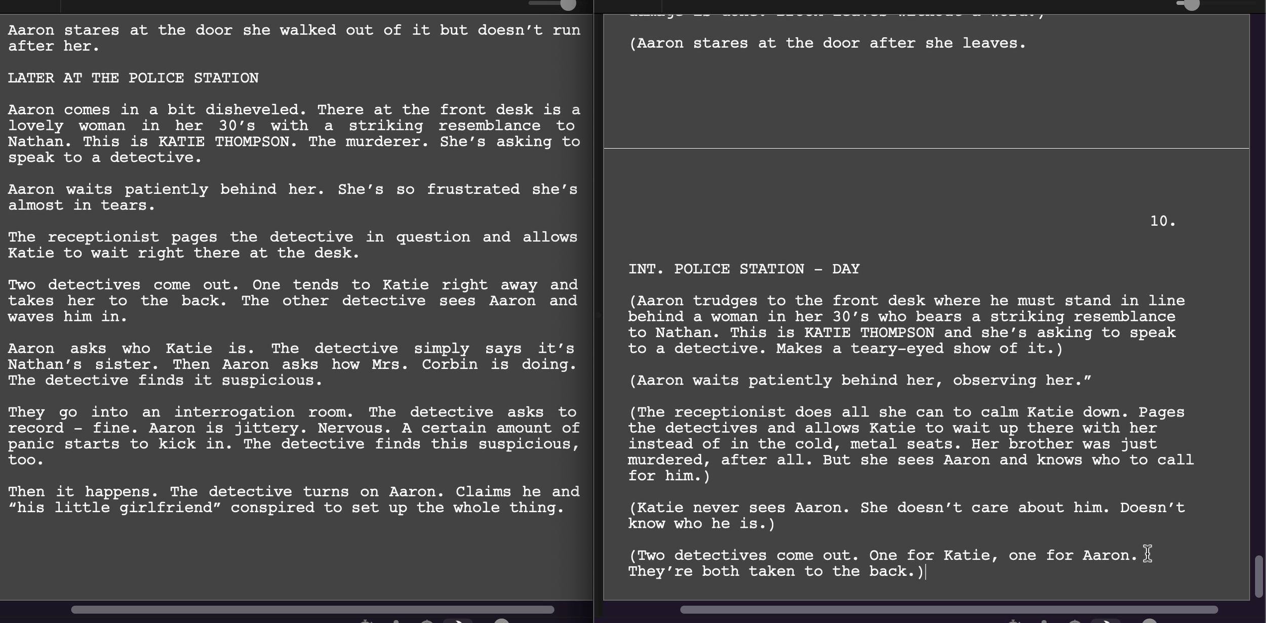 Treatment to script by Alison Rocket Ross using Final Draft Screenwriting Software