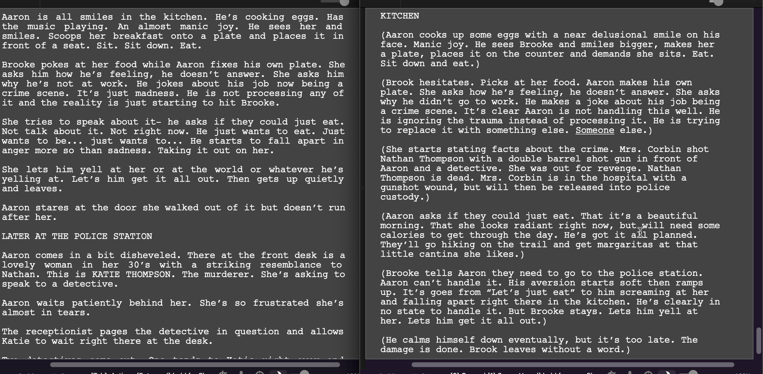 Treatment to script by Alison Rocket Ross using Final Draft Screenwriting Software