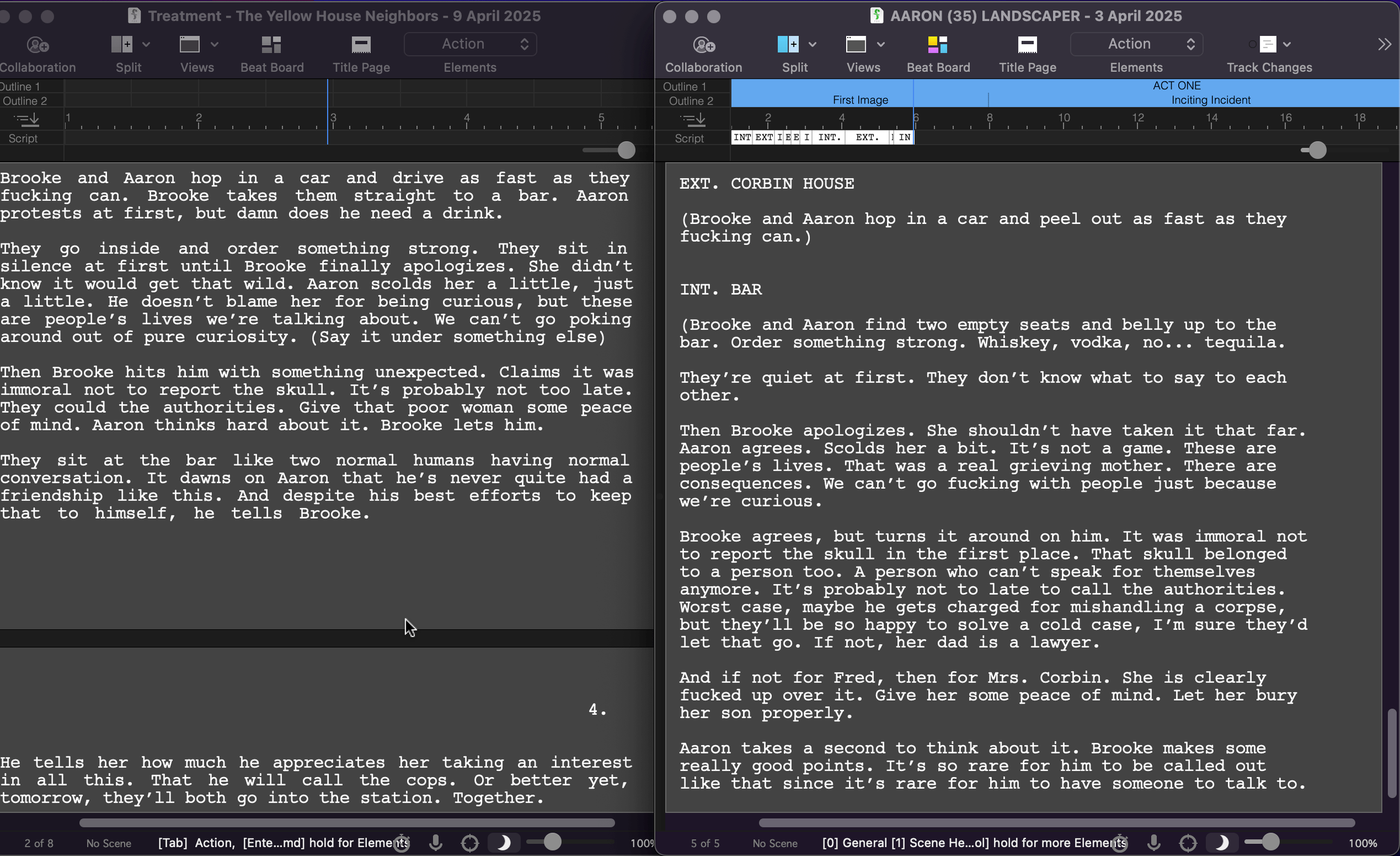 Treatment to script by Alison Rocket Ross using Final Draft Screenwriting Software