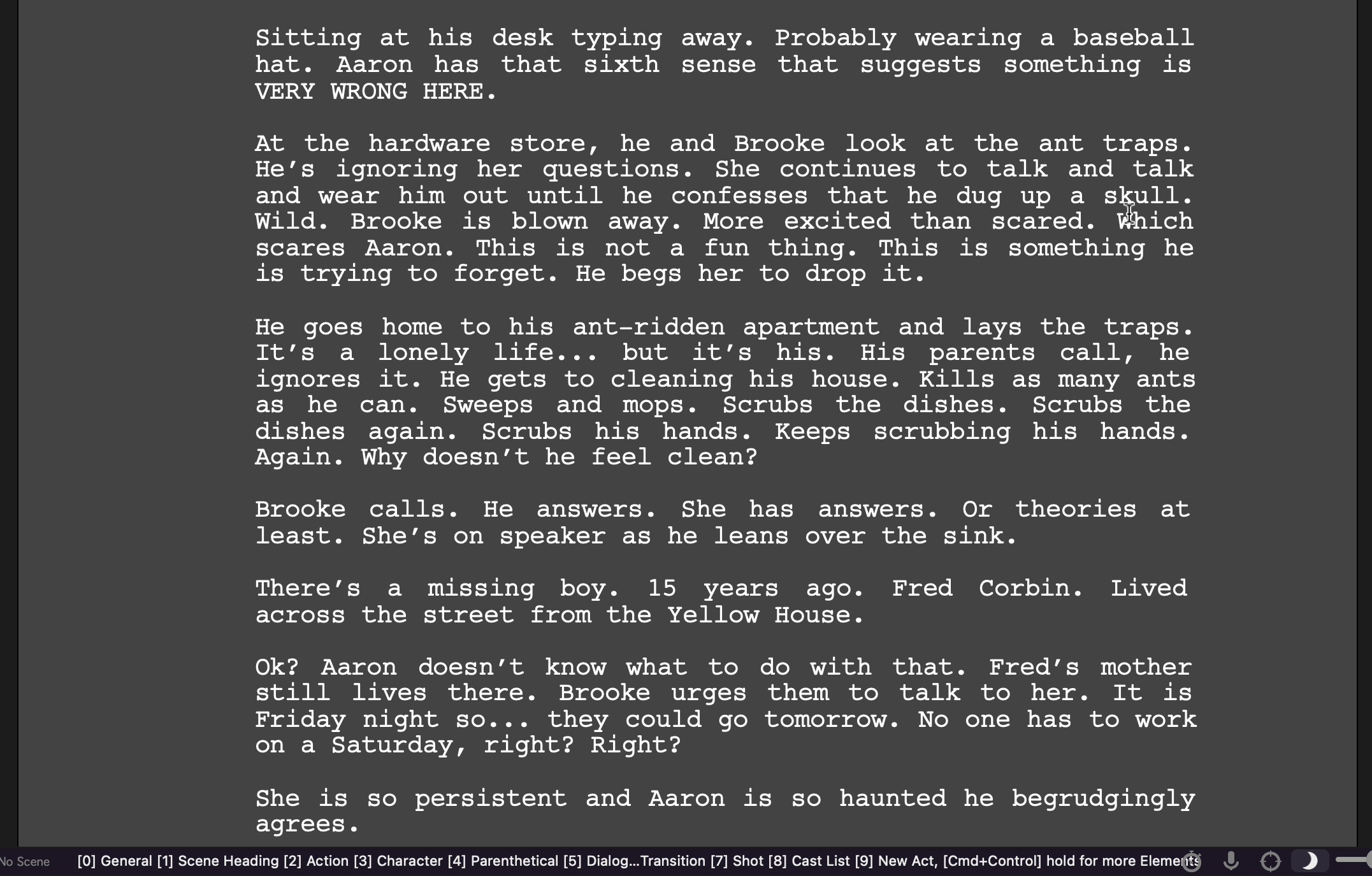 Script treatment by Alison Rocket Ross created with Final Draft Screenwriting Software