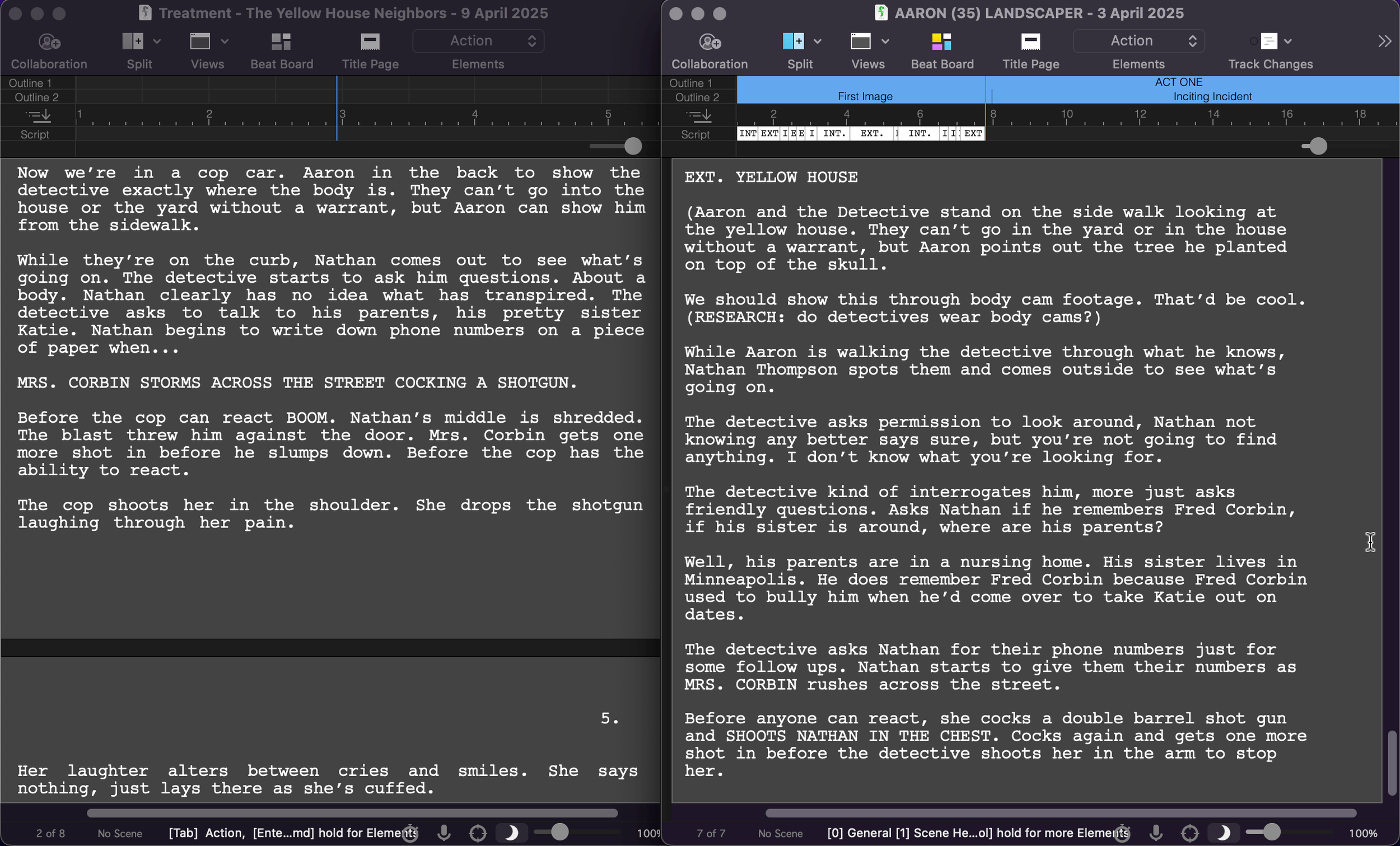 Treatment to script by Alison Rocket Ross using Final Draft Screenwriting Software