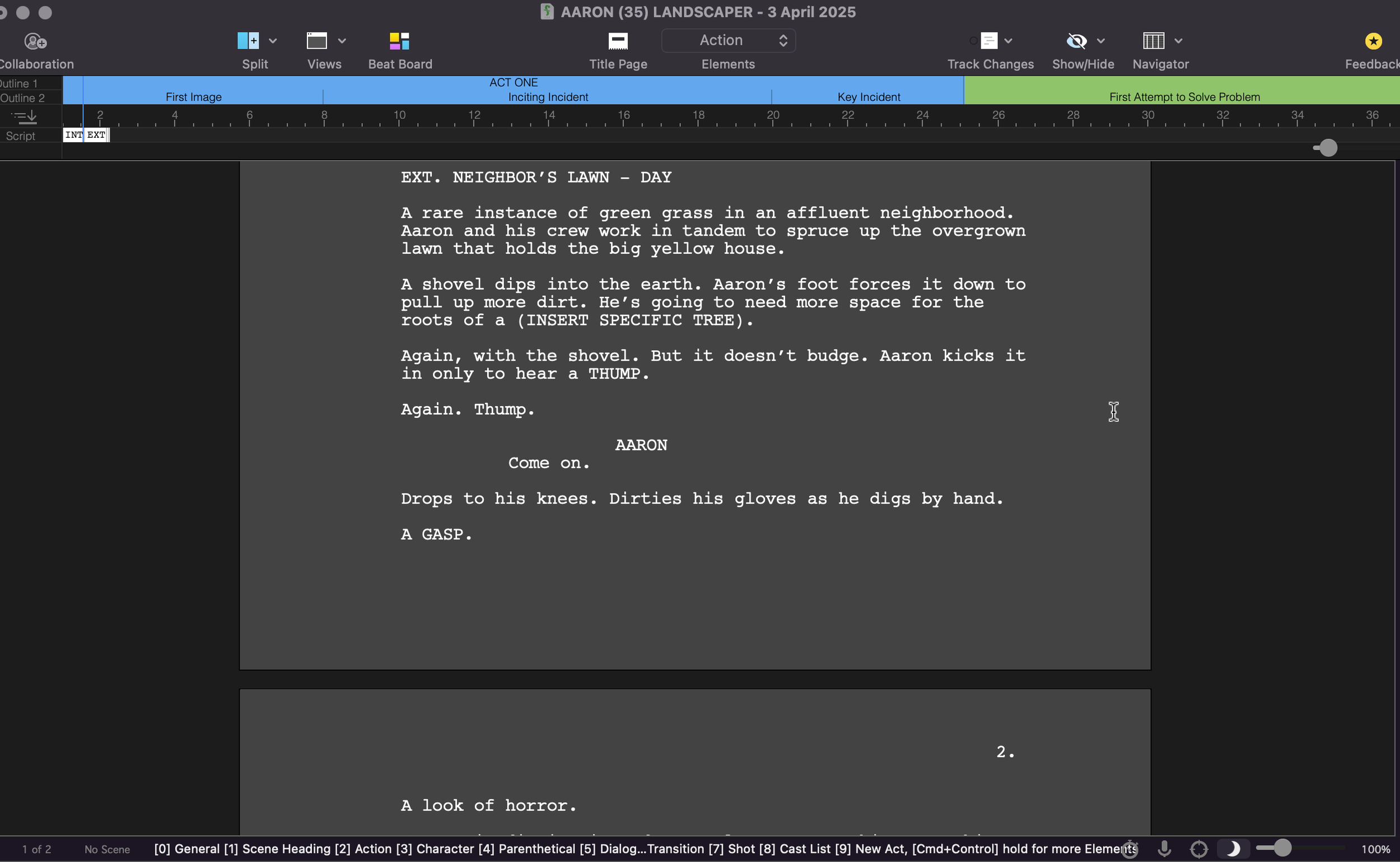 Scene created using Final Draft Screenwriting Software