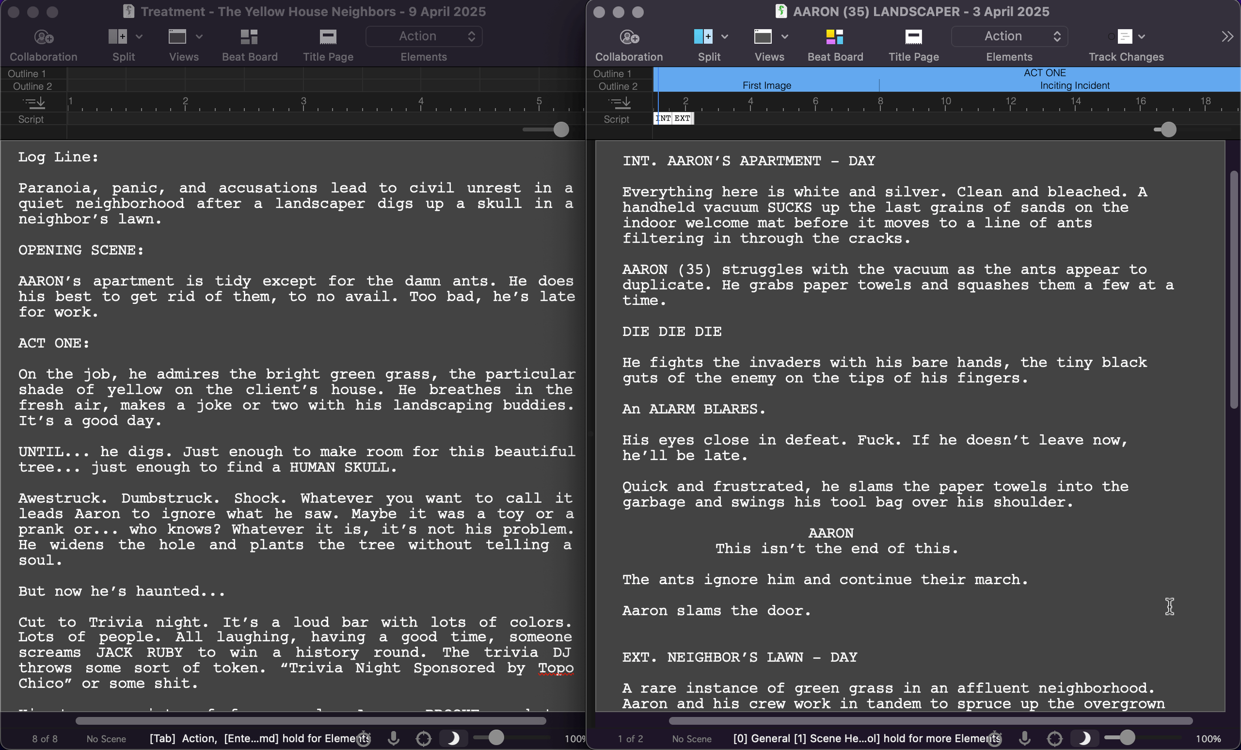 Treatment to script by Alison Rocket Ross using Final Draft Screenwriting Software