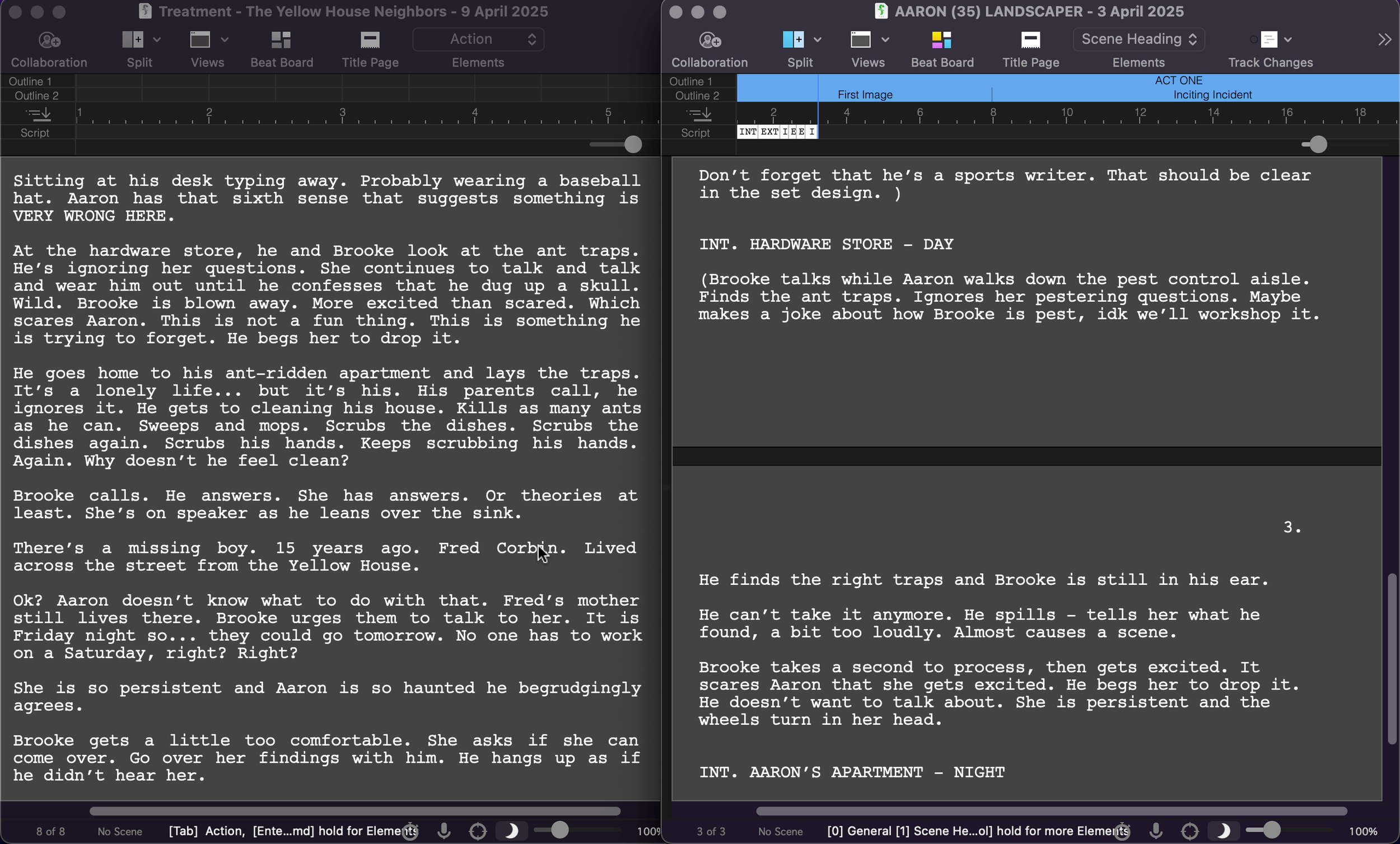 Treatment to script by Alison Rocket Ross using Final Draft Screenwriting Software