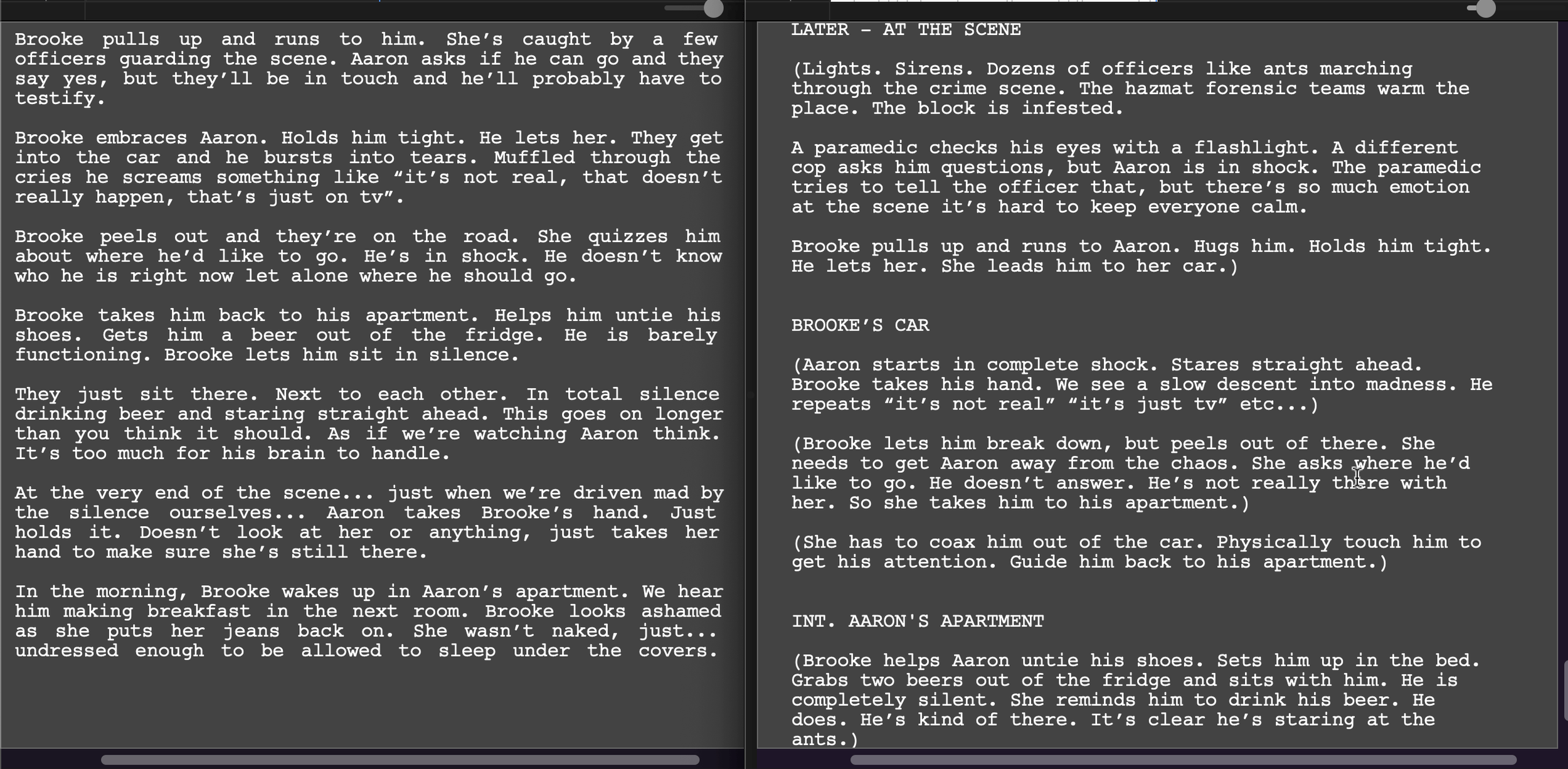 Treatment to script by Alison Rocket Ross using Final Draft Screenwriting Software
