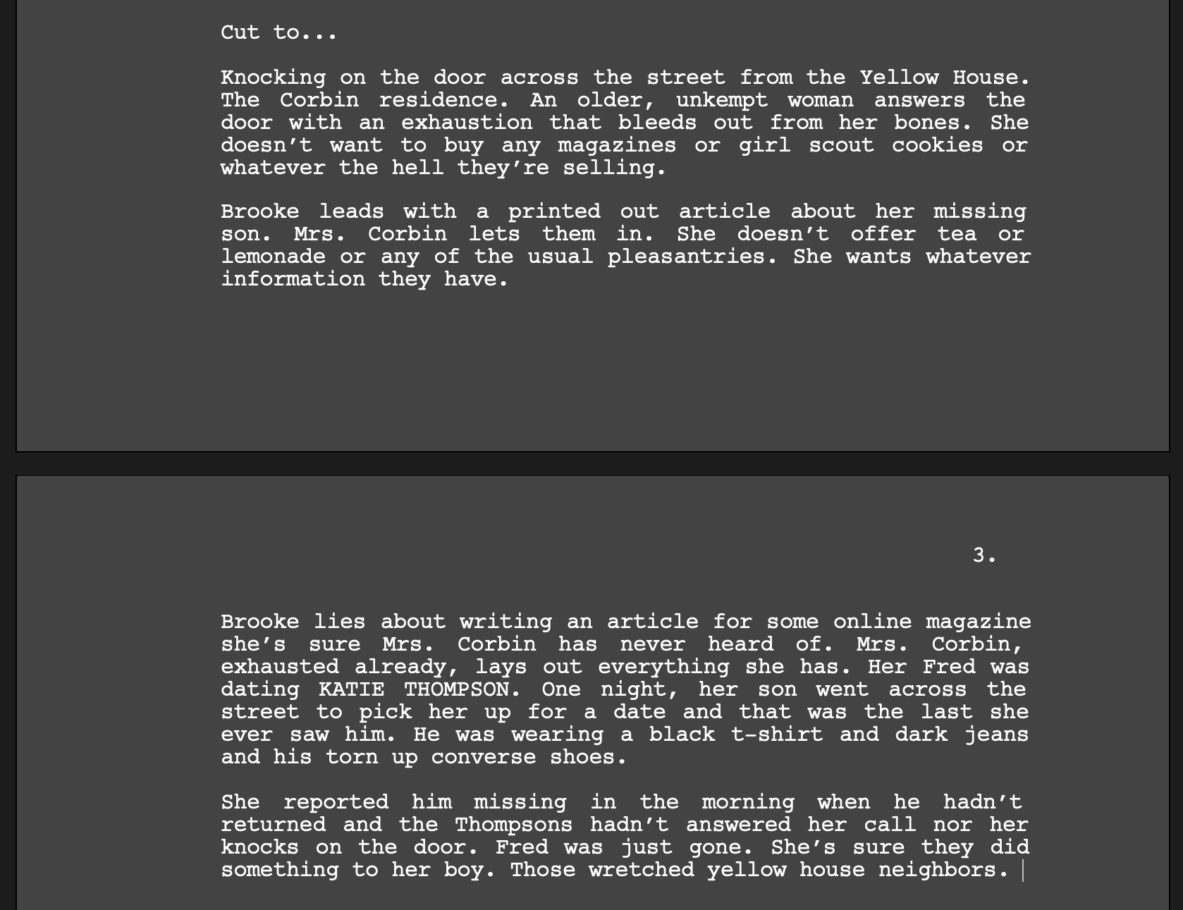 Script treatment created with Final Draft Screenwriting Software