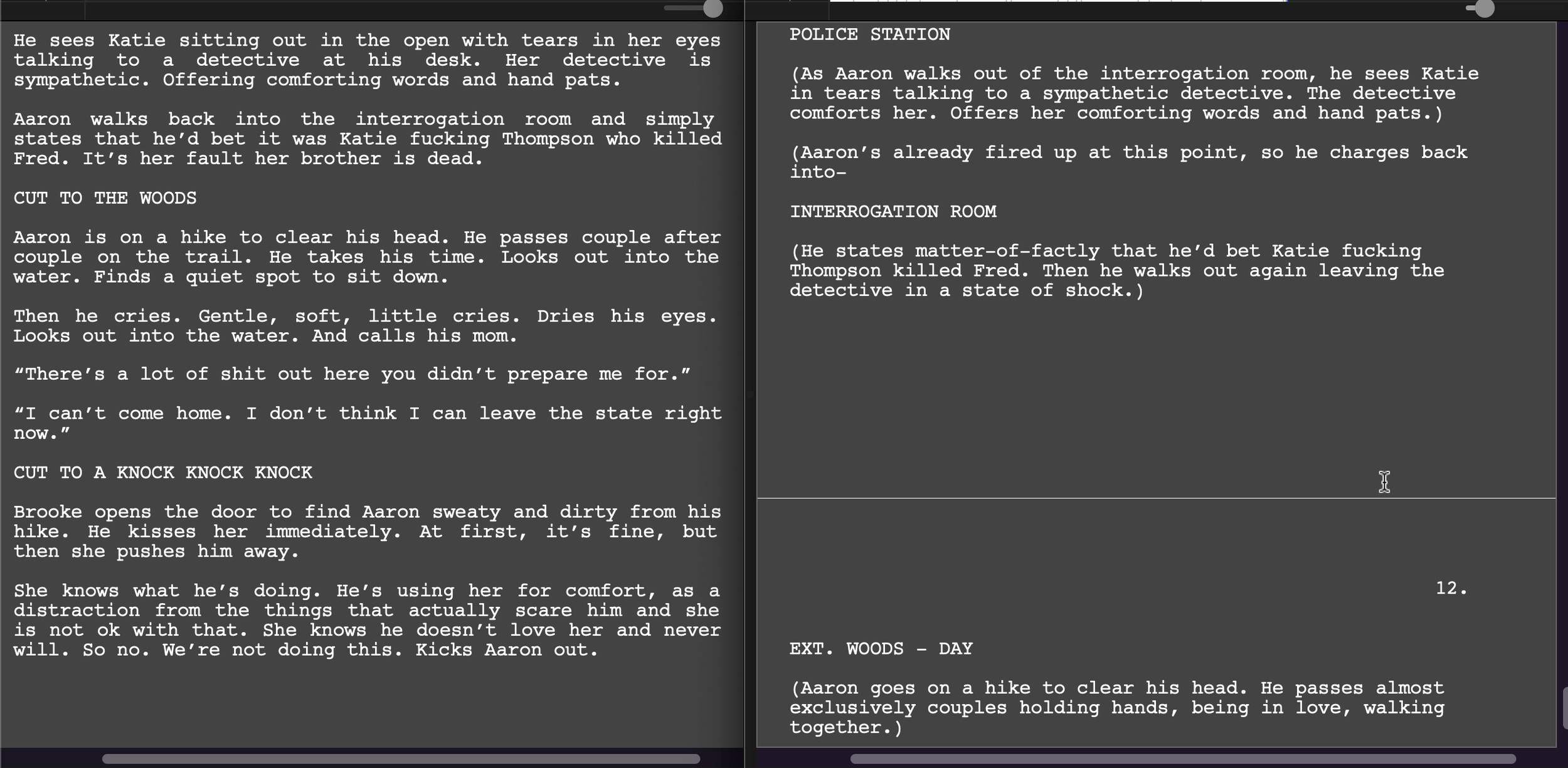 Treatment to script by Alison Rocket Ross using Final Draft Screenwriting Software