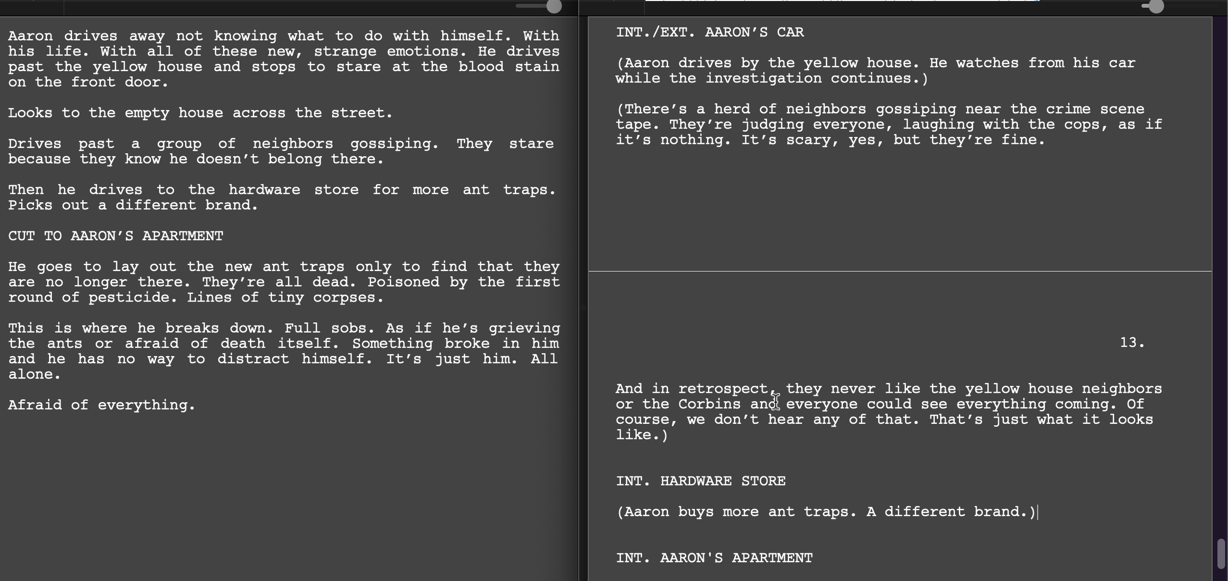 Treatment to script by Alison Rocket Ross using Final Draft Screenwriting Software