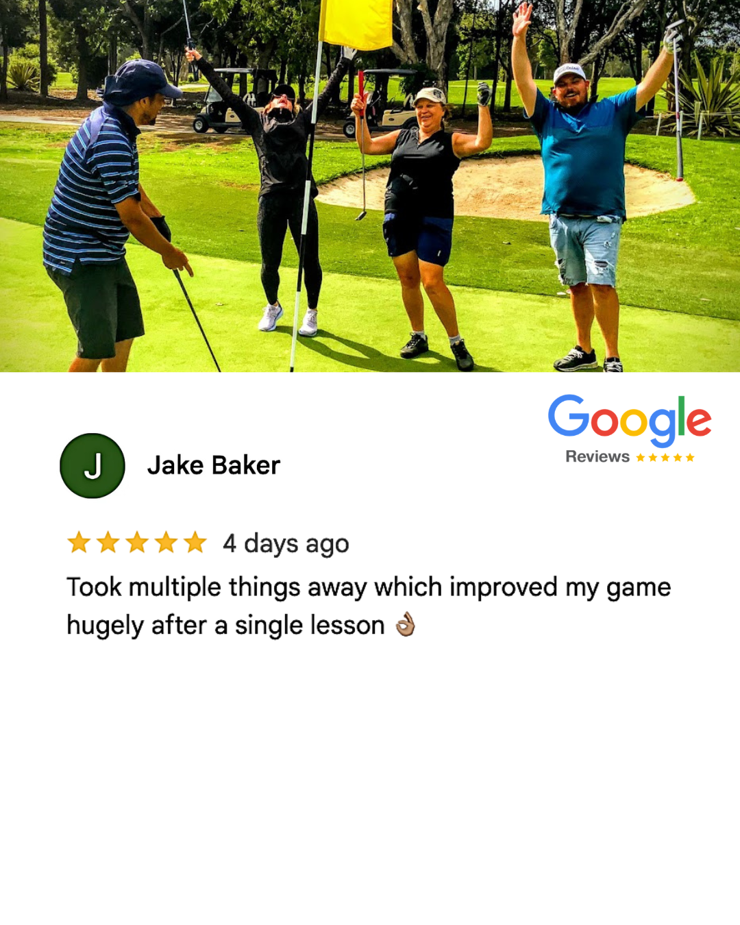 A 5-star Google review from a client who used the R.E.P.A.R. system to shoot lower golf scores at Emerald Lakes on the Gold Coast.