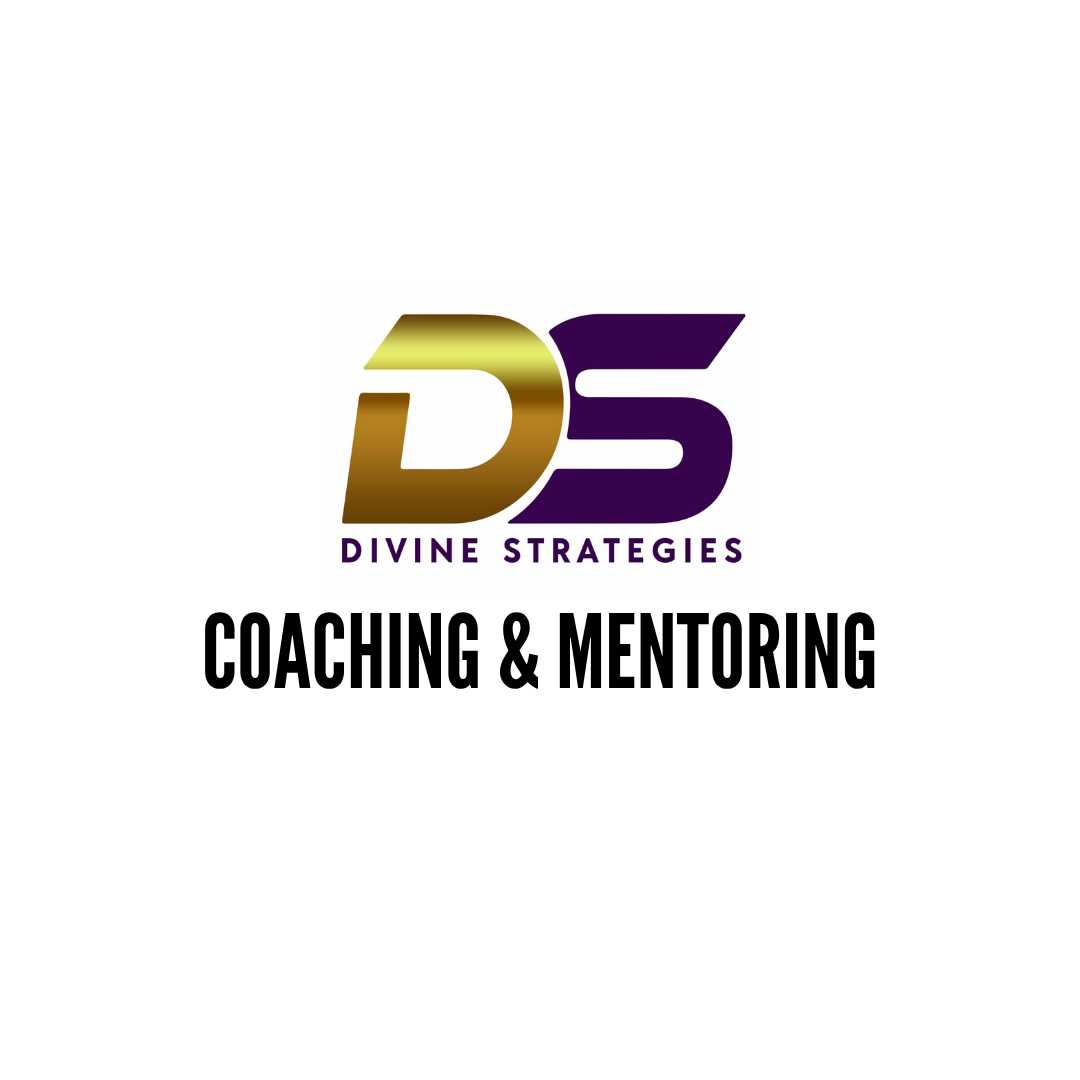 Logo for Divine Strategies featuring stylized 'D5' in gold and purple with black text 'Coaching & Mentoring' below.