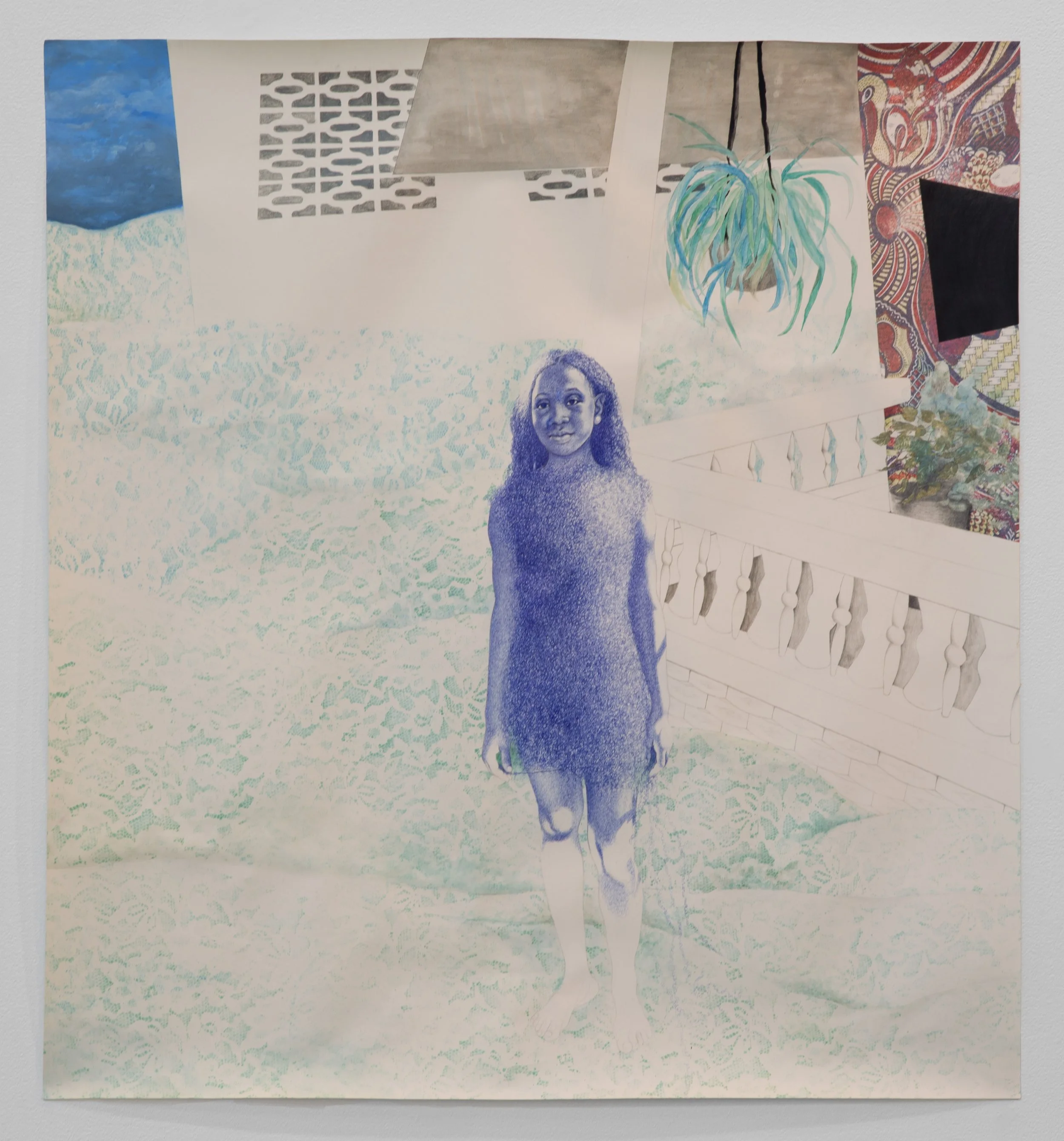 Tamani is a drawing by the contemporary artist, Atisha Fordyce.
Ballpoint pen, pencil, ink, watercolor, acrylic on heavyweight paper
39 x 36 in
2016