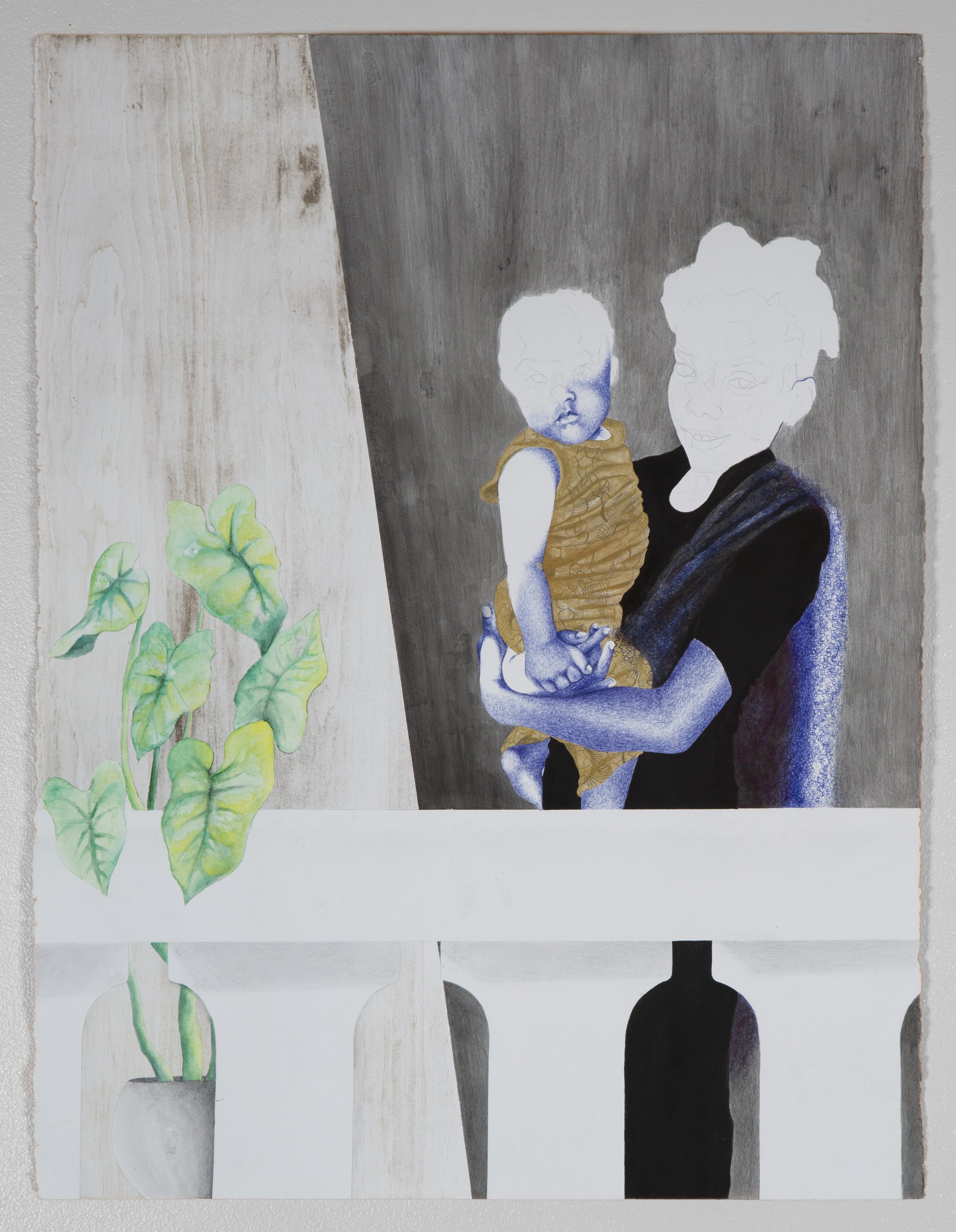 Veranda is a drawing by the contemporary artist, Atisha Fordyce.
Watercolor, pencil, ink, ballpoint pen on heavyweight paper
39 x 23 in
2016