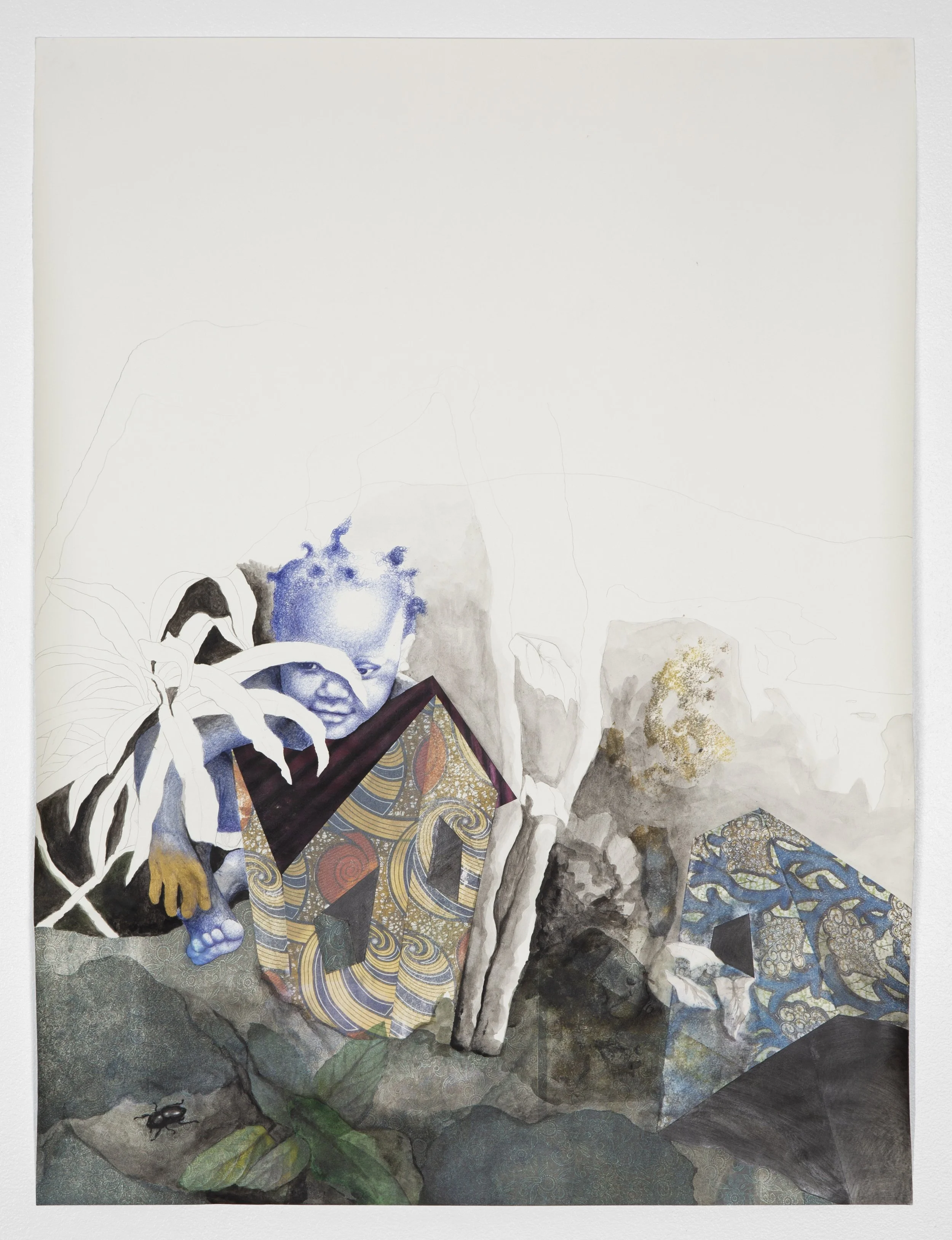 Miro is a drawing by the contemporary artist, Atisha Fordyce.
Acrylic, inkjet print, India ink, ballpoint pen on paper
36 x 27 in
2016