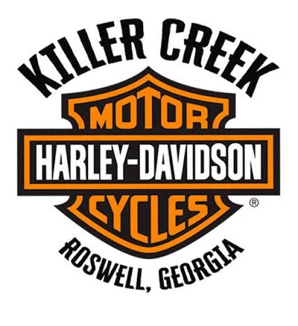 Killer Creek Harley-Davidson logo with orange and black shield, city name Roswell Georgia at the bottom.