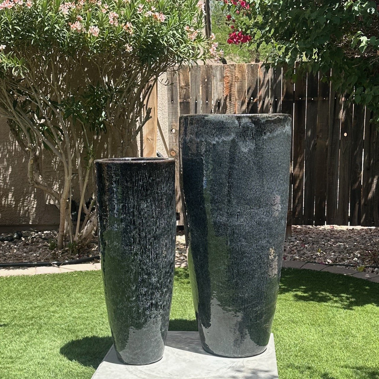 2pc set - $425 - Black Granite Ceramic Pottery // 34" tall $300 // 28" tall $150