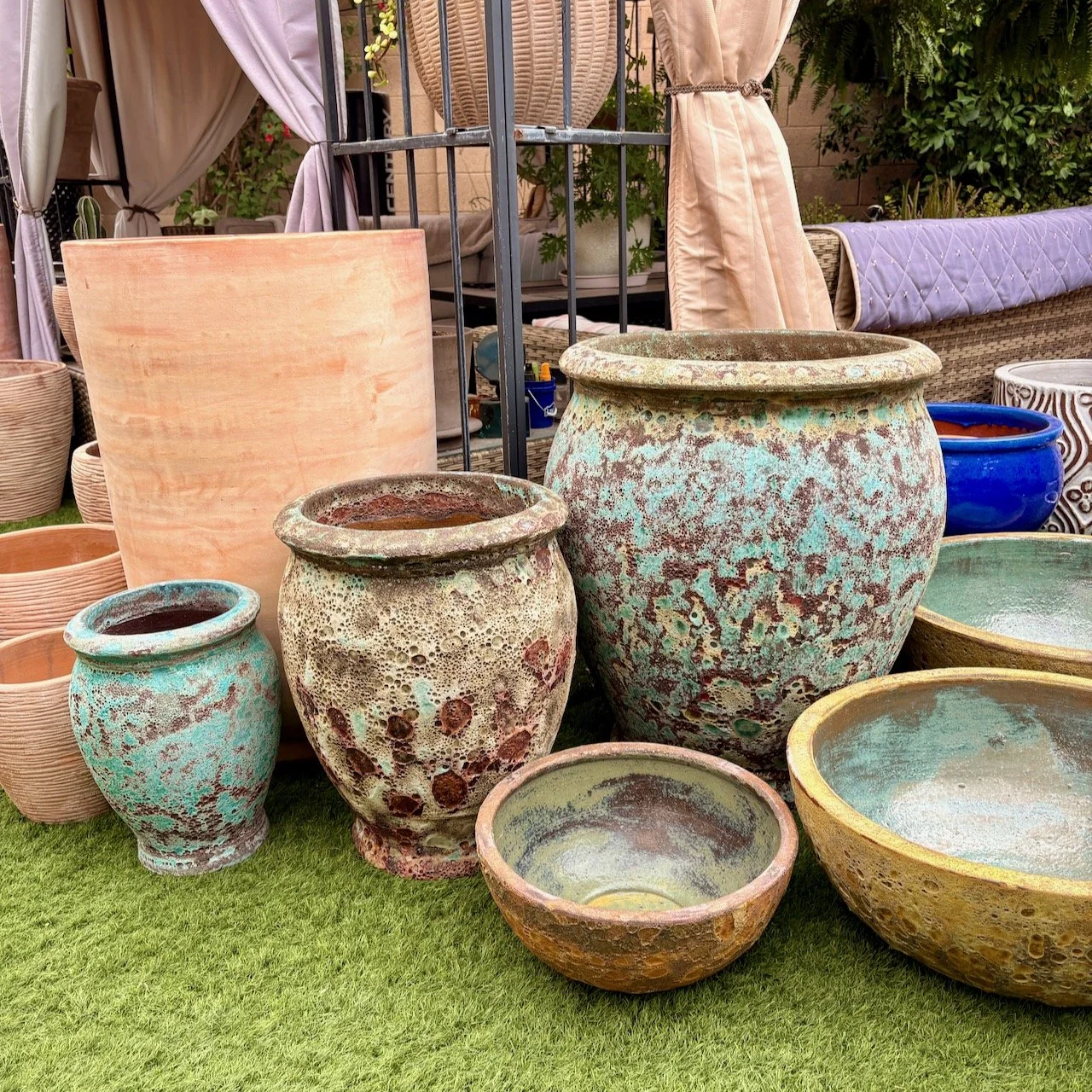 3pc Green Atlantis Urn set - $649  //  15" - $90  //  23" - $220  //  28" -  $350
