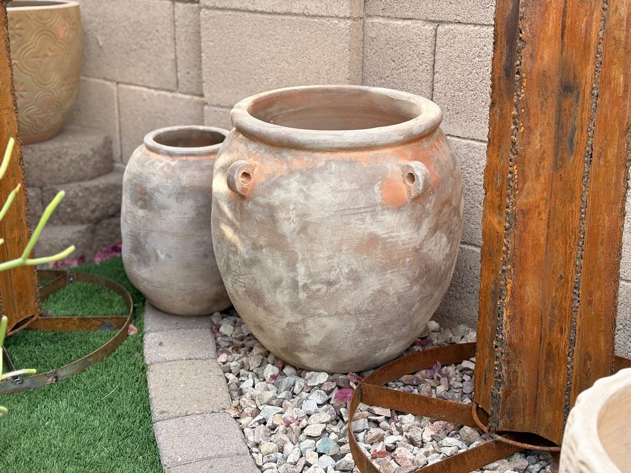 2pc set - $229 - Adobe Terracotta Planters  //. 18" - $175  //  10" - $75