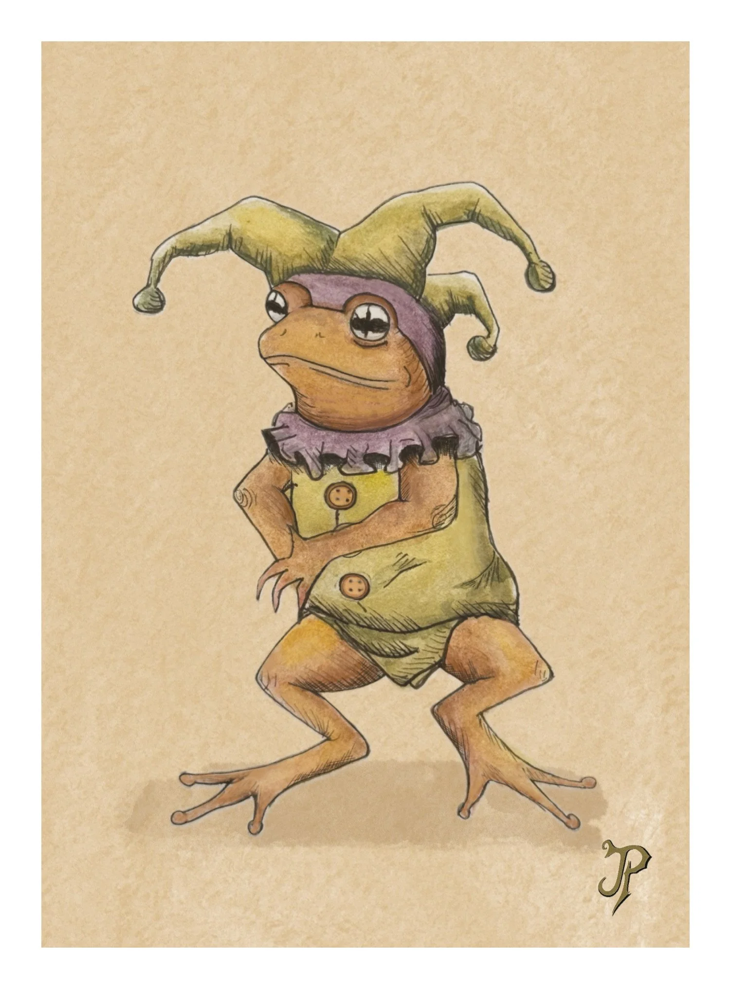 Orange jester frog