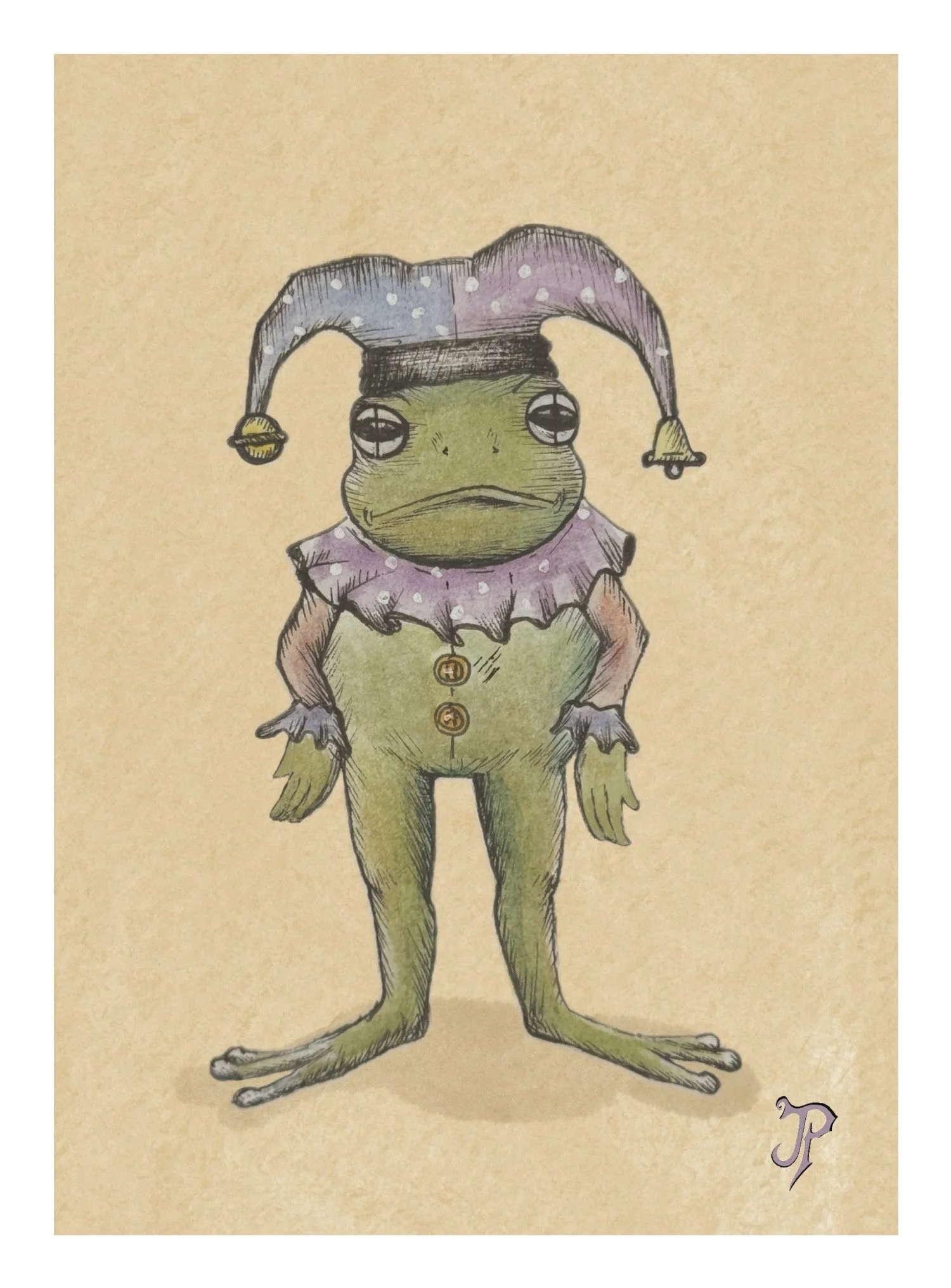 Purple/blue jester frog outfit