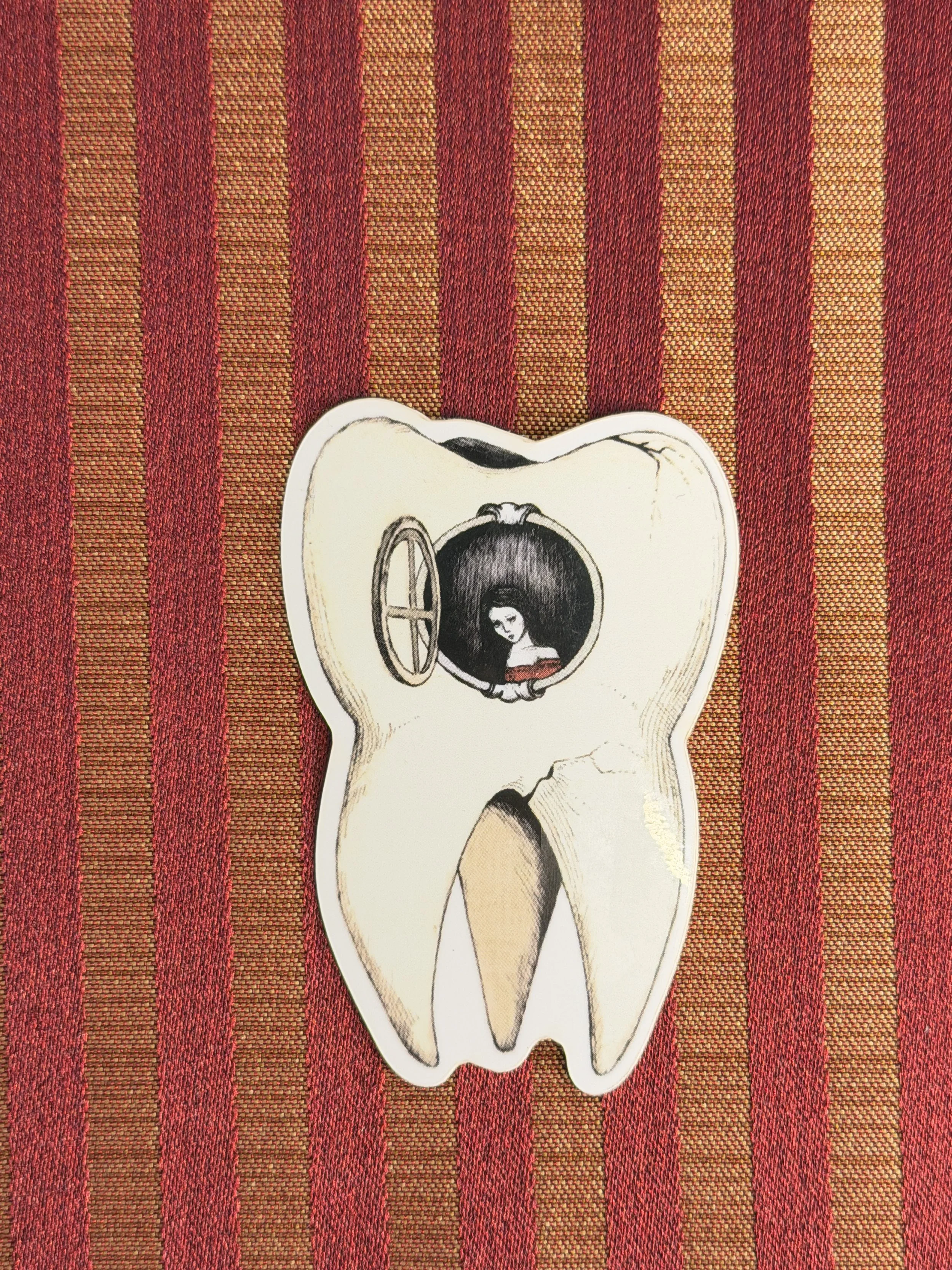 Lady in tooth sticker 3”